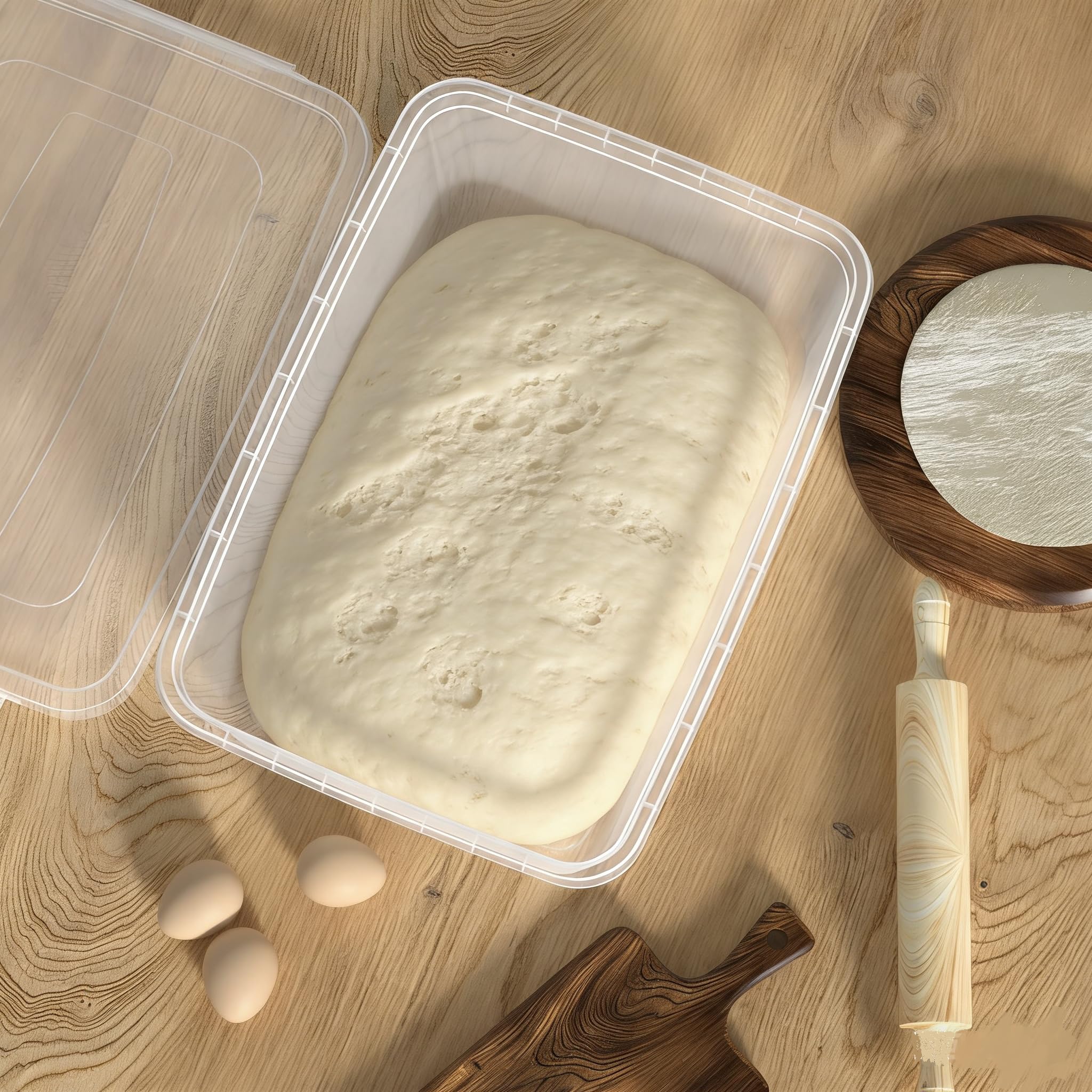 Zopnny Caja de prueba de masa de 16 cuartos de galón con tapa, recipiente apilable transparente para masa de pizza, 2 paquetes