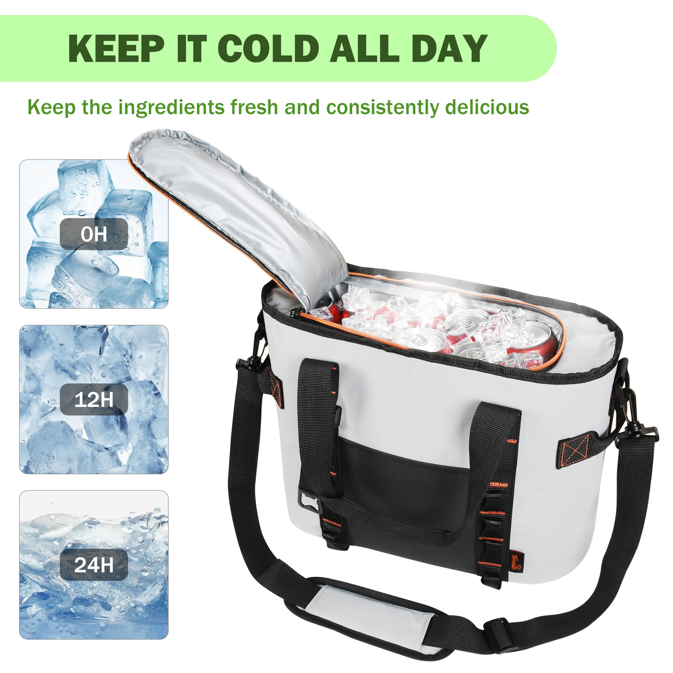 Kato Tirrinia isolierter Kühler-Rucksack, 17L für 20 Dosen, auslaufsicherer Kühlrucksack aus PVC Composite, tragbarer wasserdichter Rucksack für Outdoor-Abenteuer, Strand, Wandern, Grillen, Angeln