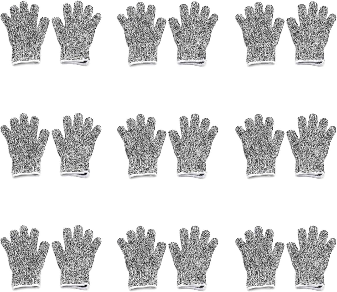 HTTMT- XS 8-12yr Kid 9Pair (18 Gloves) Cut-ResistantGloves High Performance Level 5 Protection Food Grade In/Outdoor [P/N: ET-TOOL032-XS X9-GRAY ]