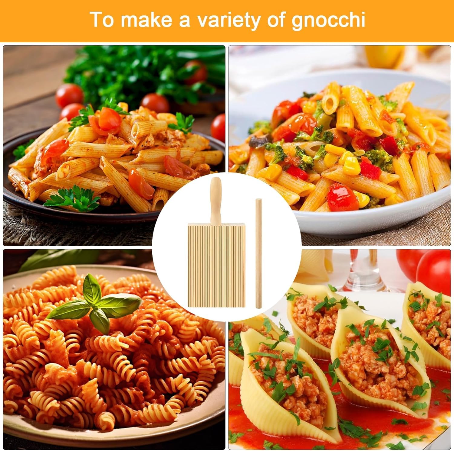 Tablero de Gnocchi y Macarrones, tabla de madera para pasta, set de herramientas para pasta, accesorios de madera de haya