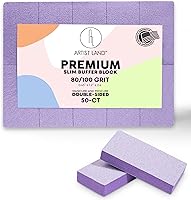ARTISTLAND Slim Purple Nail Buffer Set 80/100 Grit 50 Pack - Professional Double-Sided Buffing Blocks for Gel Polish Acrylic Prep