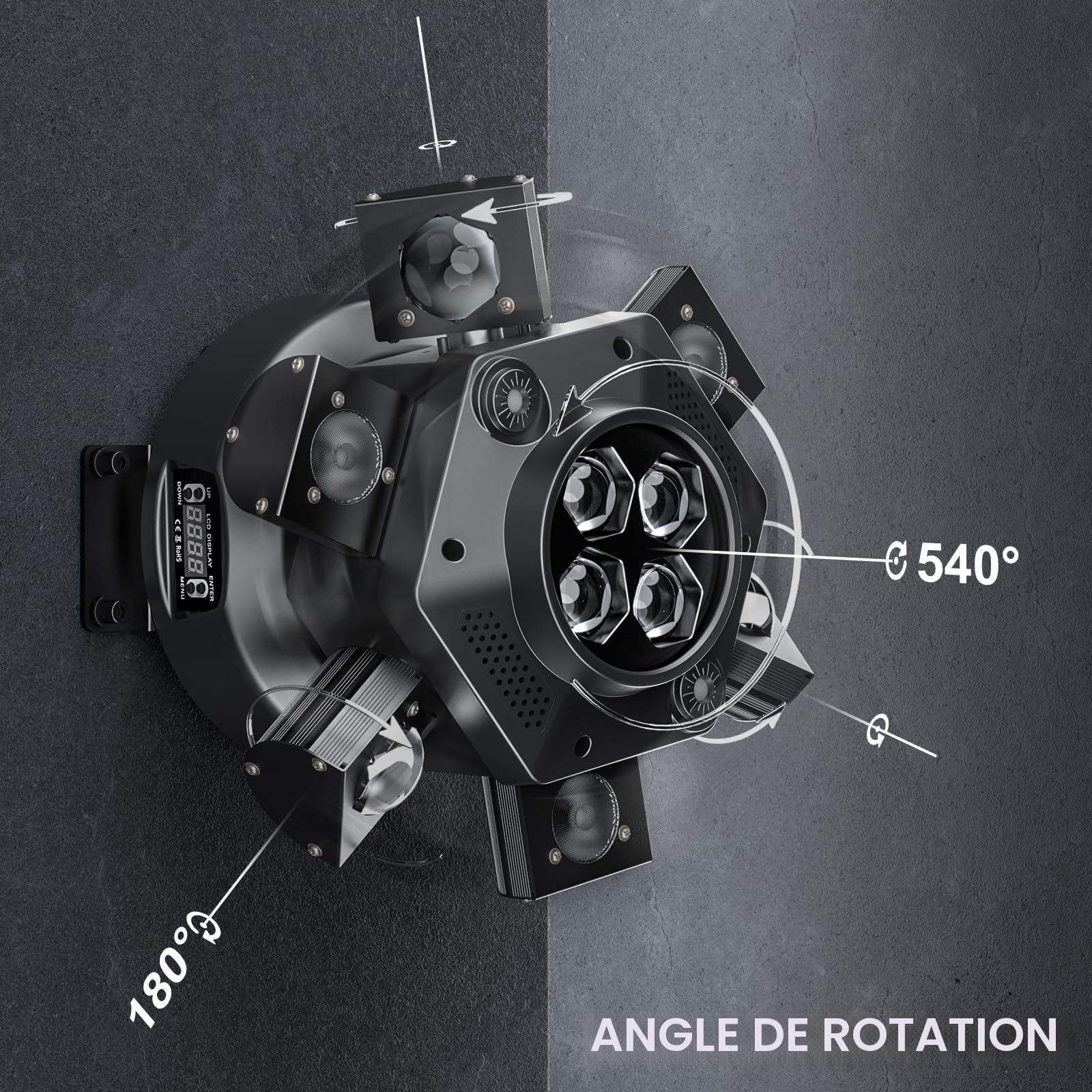 180W Lyre LED RGBW Jeux de Lumiere 19CH Projecteur de scène pour DJ Bar Club Disco Luminaires à tête rotative Éclairage