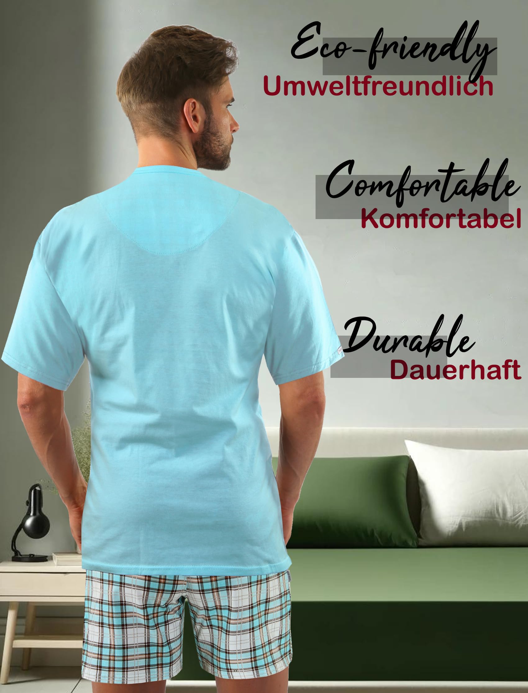 Sesto Senso Pijamas Hombre Corto Algodon Ropa De Dormir Conjunto Camisa Manga Corta Pantalon Cortos
