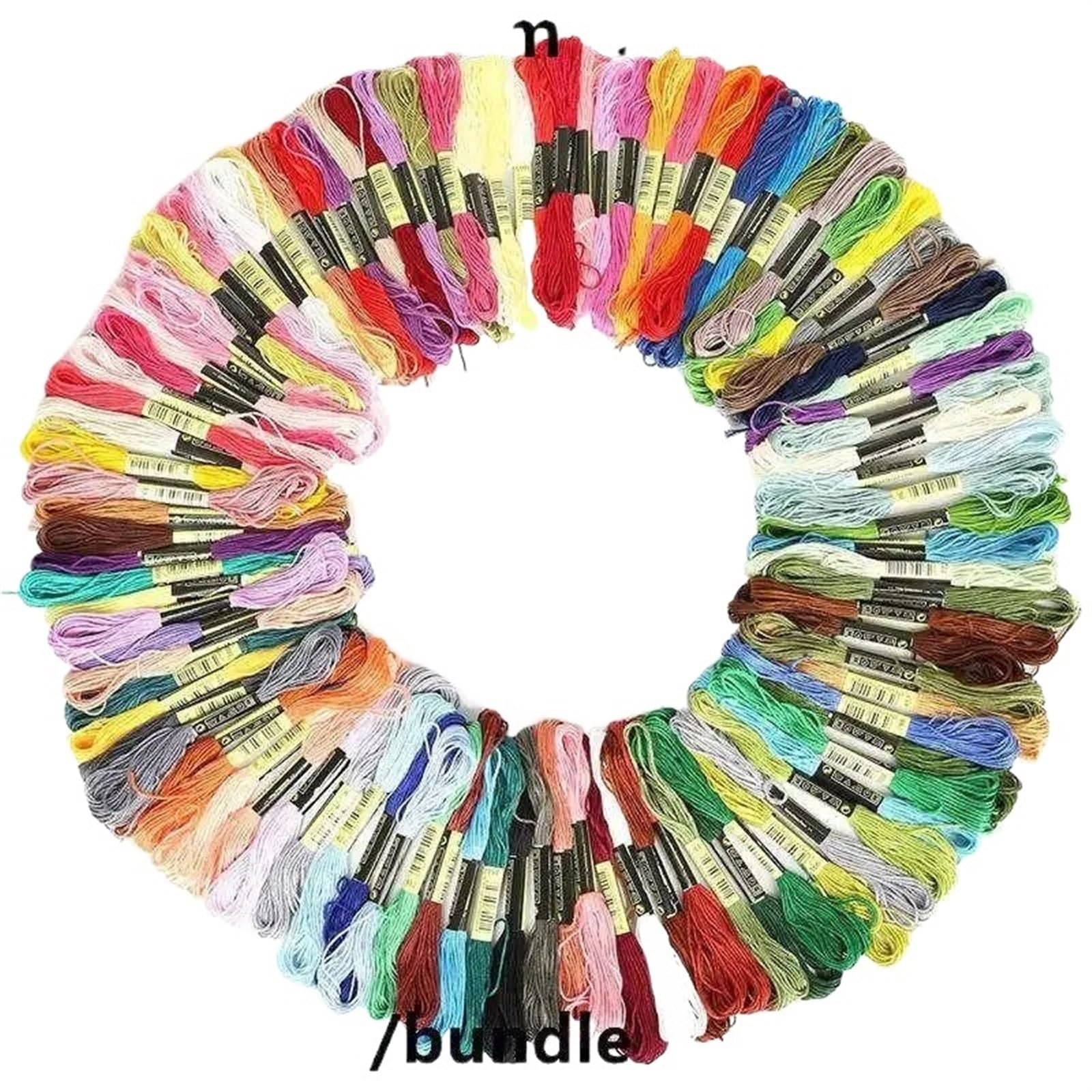 Fil à broder en soie et coton pour canevas | Kit de 100 écheveaux multicolores
