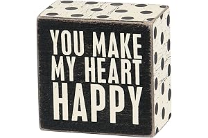 Primitives by Kathy Polka Dot Trimmed Heart Happy Box Sign