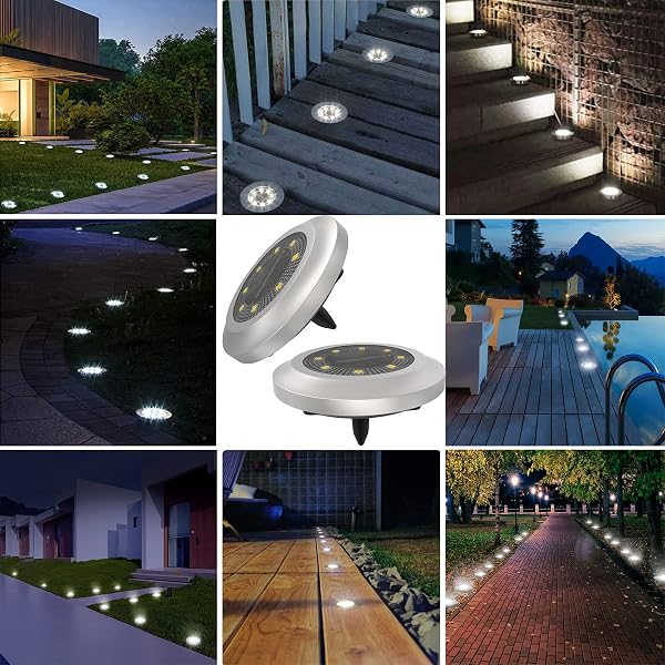 Torchtree Solar Lights Outdoor Garden,600mAh Solar Ground Lights, 8 LED Solar Disk Lights for Garden Lawn Pathway Yard Landscape Walkway(8 Pack Bright White) - 5