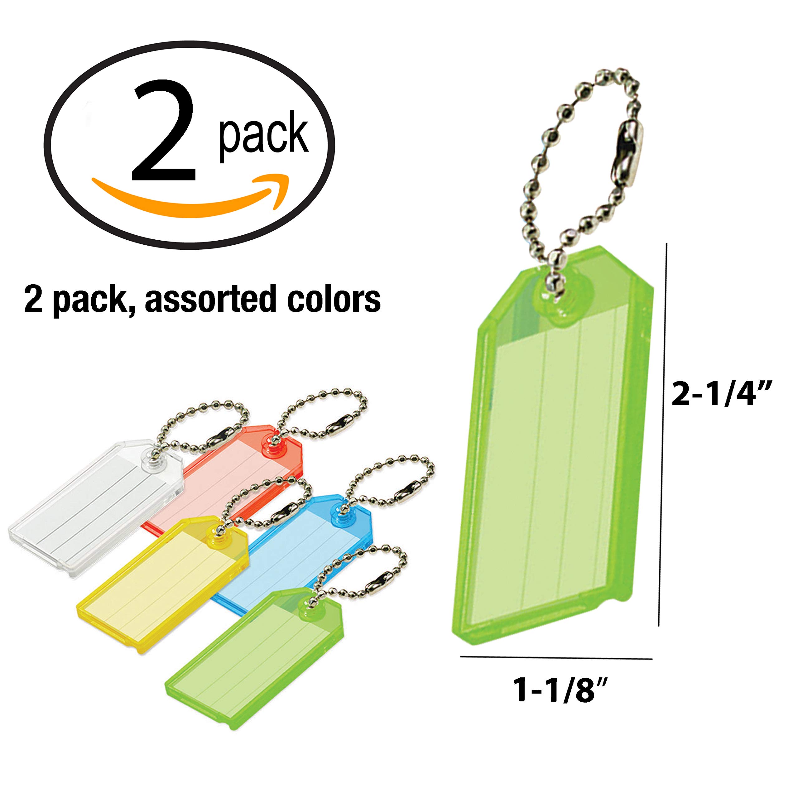 Lucky Line Key Tag with Ball Chain, 2 Pack, Assorted Colors (20102