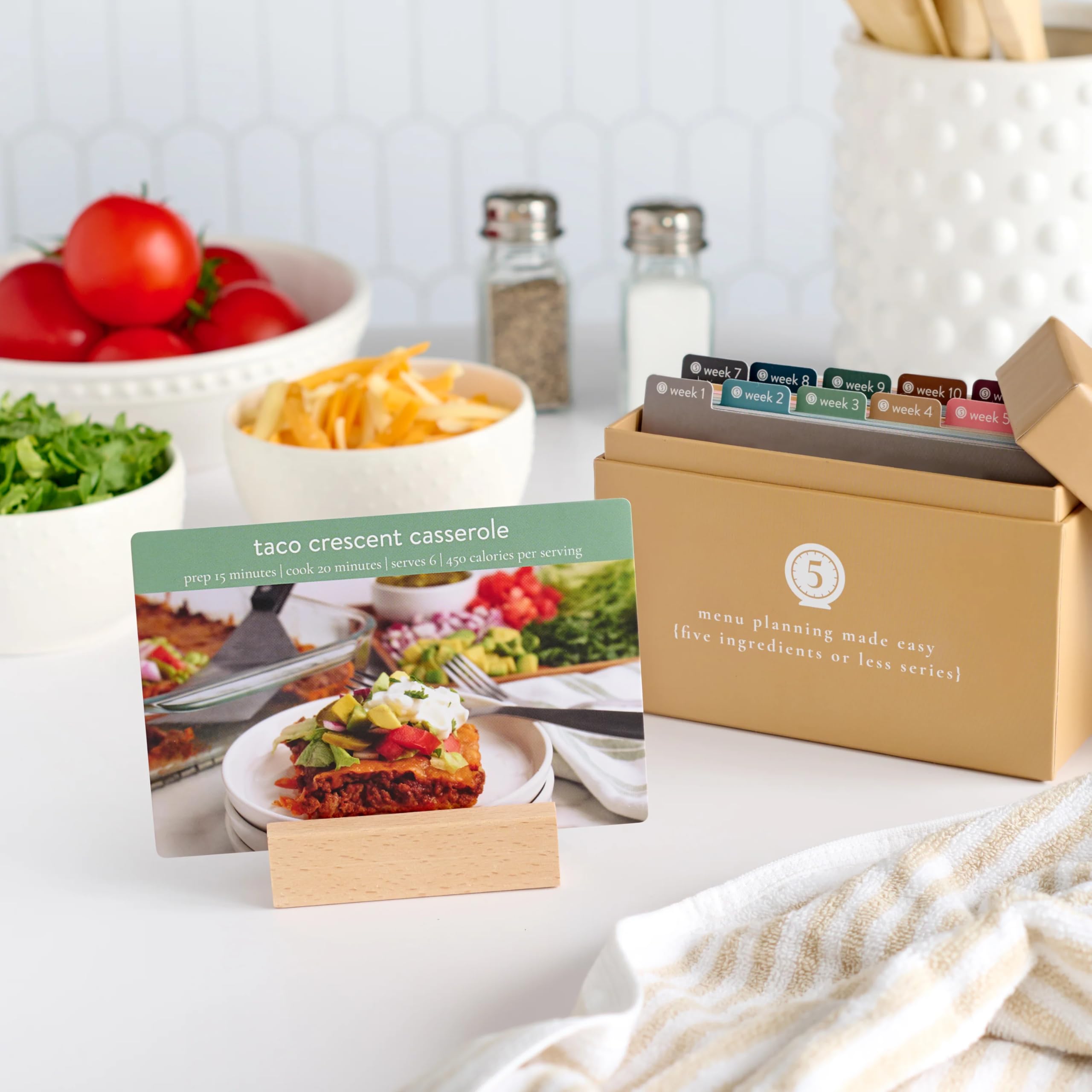 PPP Meal Planner with 72 Recipe Cards (5 Ingredients or Less – Photo Edition) | Weekly Menu Planner | Sturdy Box | 12 Reusable Grocery Lists | 5 Blank