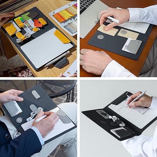 Miniatura 5 de LHiDS Portafolio Organizador Magnético Creativo para Currículum de Negocios, Carpeta A5 con Portapapeles, Clip de Papel, Bloc de Escritura, Cierre