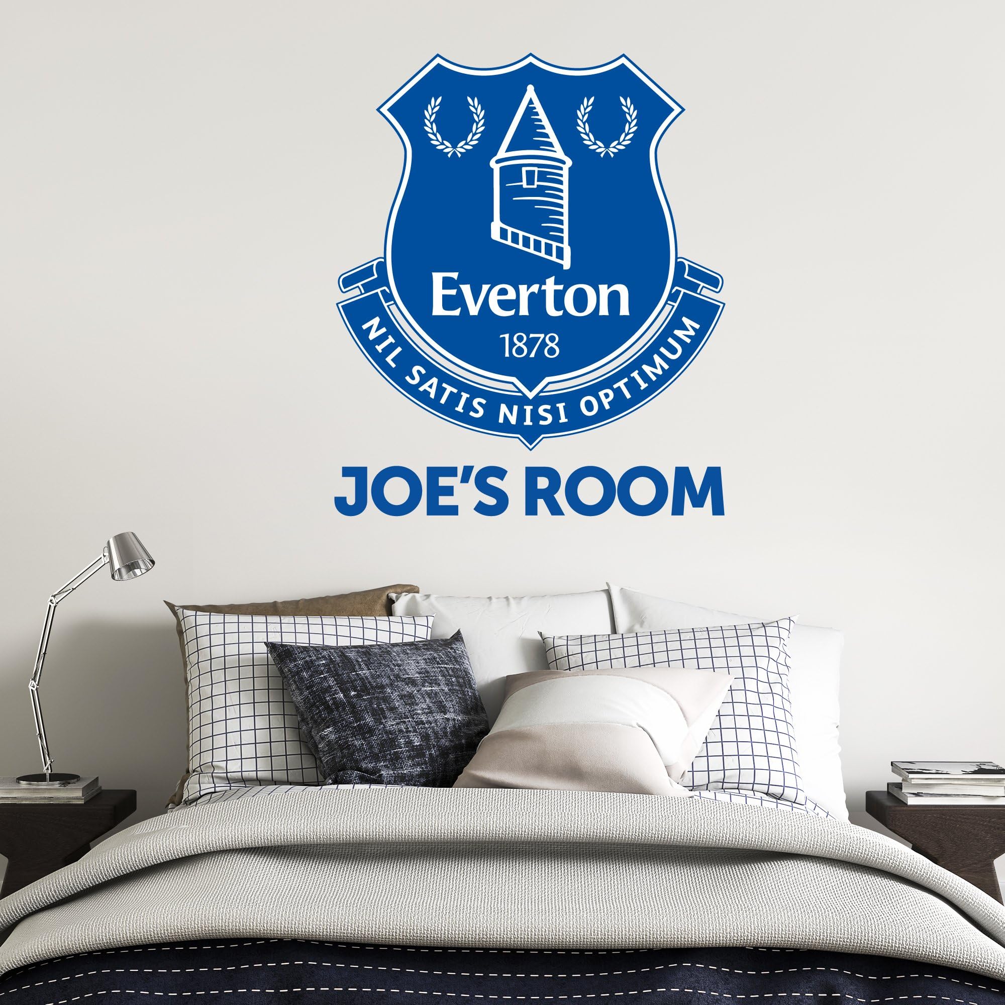 Beautiful Game Blue Everton Football Club Official Crest & Personalised Name Wall Mural Sticker (60Cm)