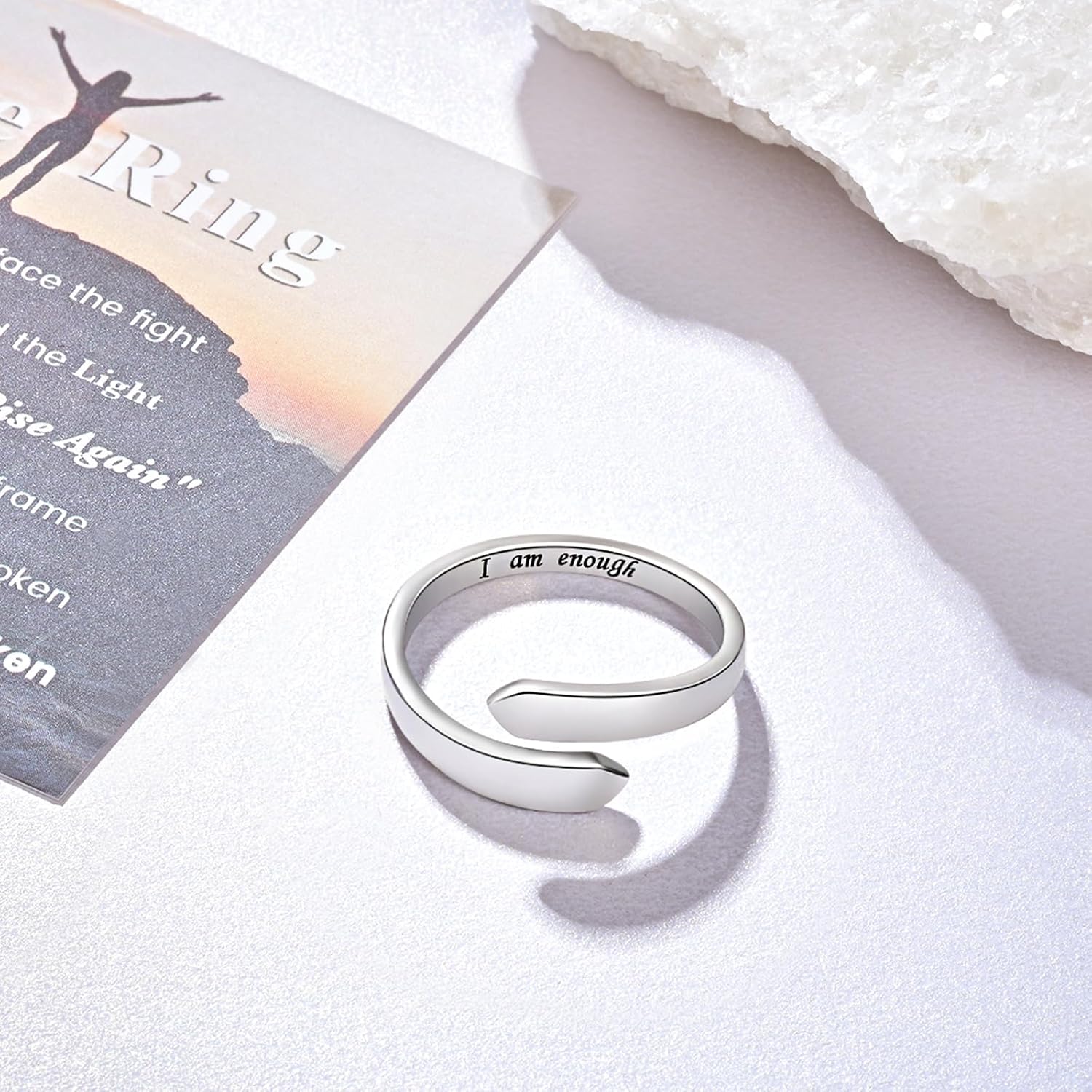 Hope Rings for Granddaughter-S925 Sterling Silver Inspirational Jewelry Adjustable Arrow Ring for Women Teen Birthday Christmas Gifts - Image 3