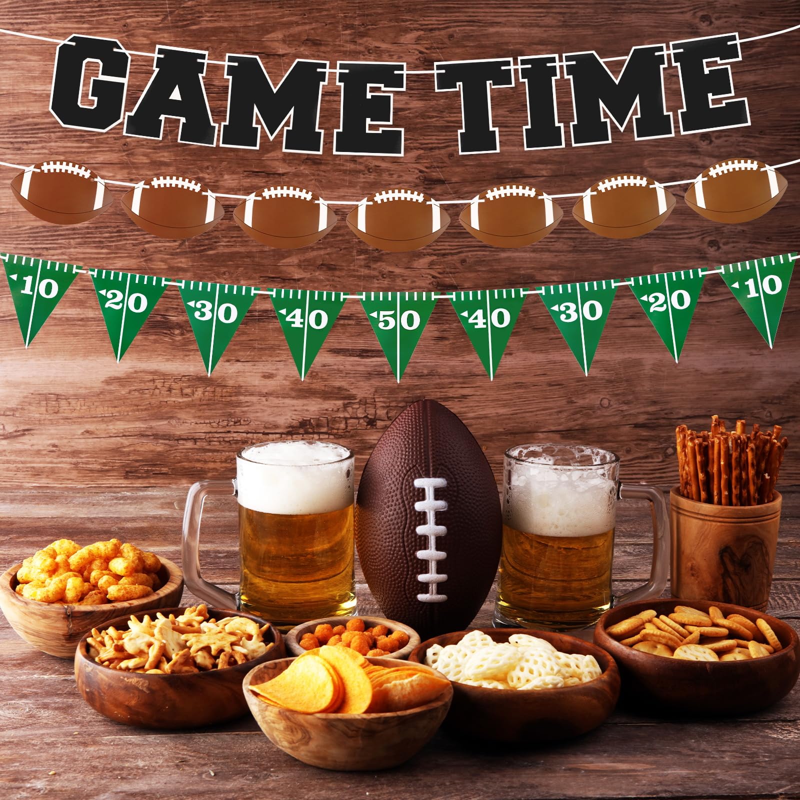 NANAGALI Game Time Football Banner - Pre-Strung Sports Party Garland Decorations
