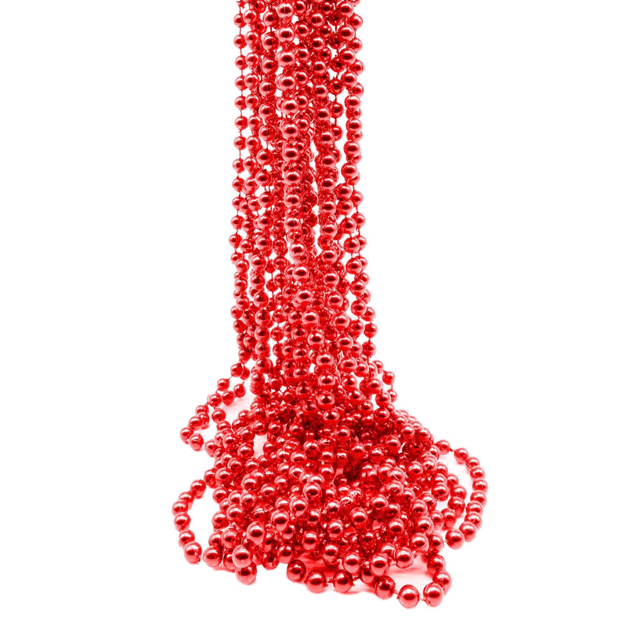 Collier de perles rouges en lot de 12 pièces de 84 cm pour fête