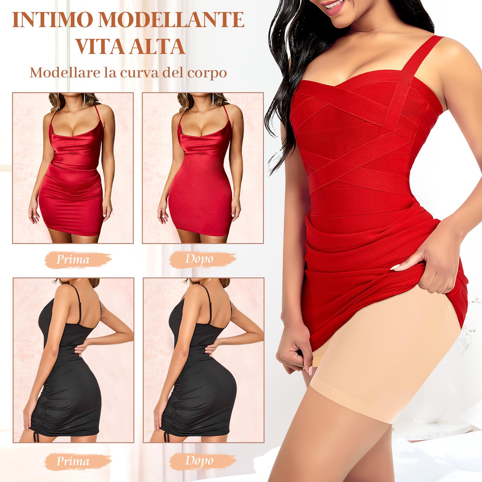 YARRCO Guaina Contenitiva Donna Pancia Piatta Mutande Contenitive Intimo Modellante Pancera Contenitiva a Vita Alta Shapewear Pantaloncini Dimagrante Invisible