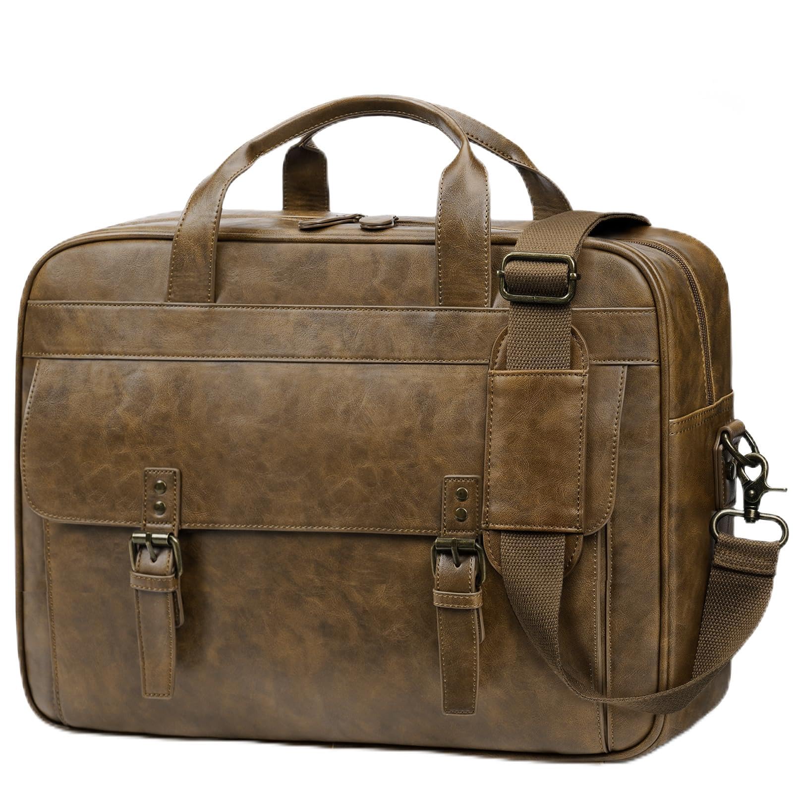 RAINSMORE Borsa messenger da uomo in pelle vintage da 17 pollici
