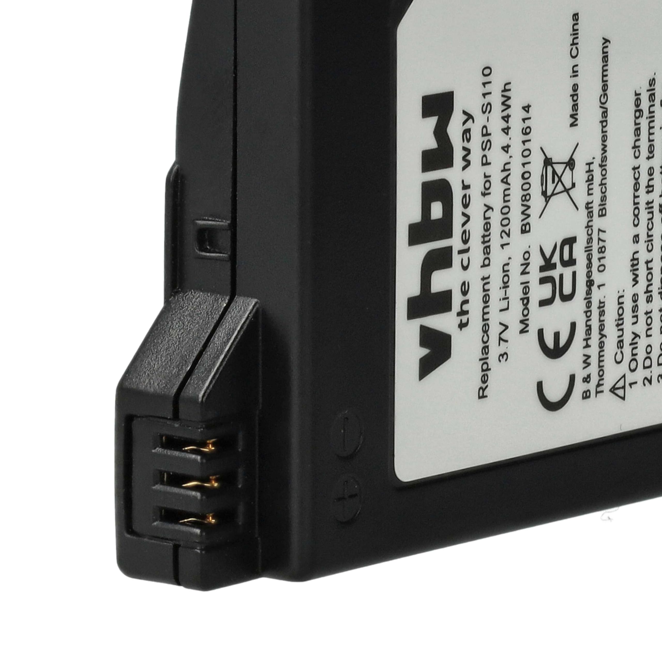 vhbw Batería Compatible con Sony PlayStation Portable 2ª generación Slim & Lite PSP-2000 PSP-2004, Brite PSP-3000 PSP-3004 (1200 mAh, 3,7 V, Li-Ion)