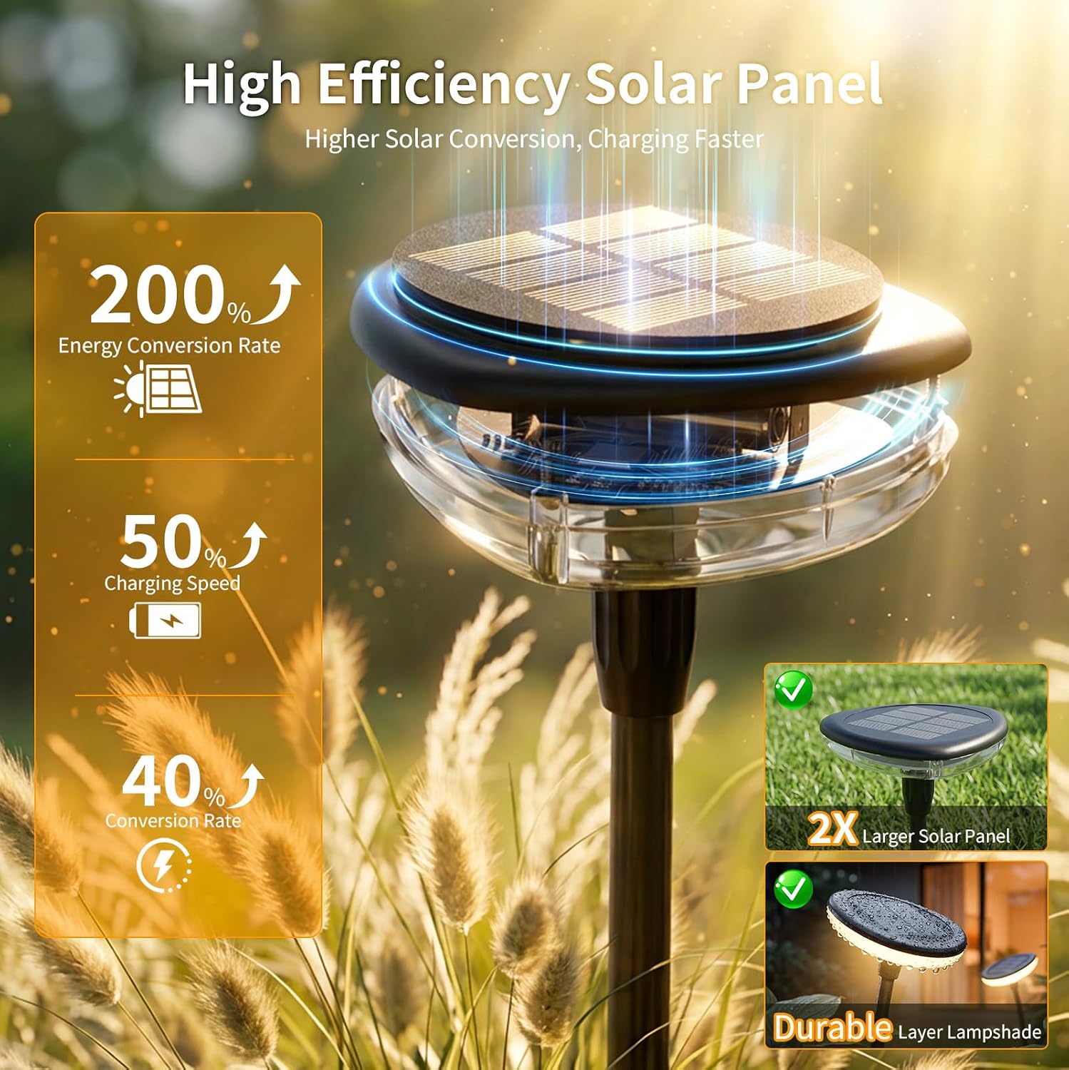 Solar Pathway Lights Outdoor, 4 Pack Solar Powered Garden Lights Waterproof IP67, Auto On/Off Outdoor Light for Lawn Patio Walkway Driveway Decor Landscape Lighting image 2
