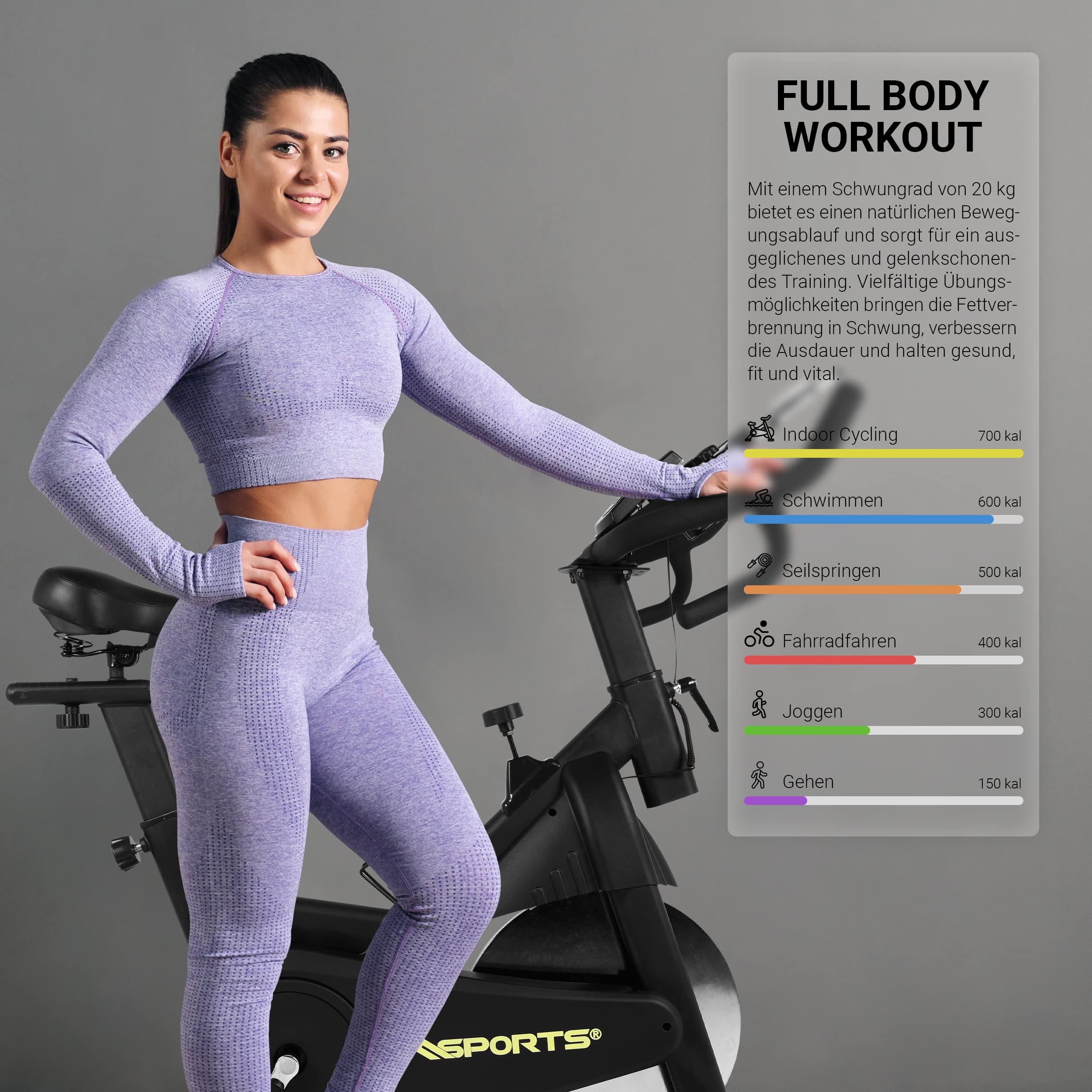 MSPORTS Cycling Bike Elite Black Series | Speed Bike da 20 kg | Ergometro - Cyclette con app Bluetooth e trasmissione a cinghia silenziosa | Fitness Cyclette