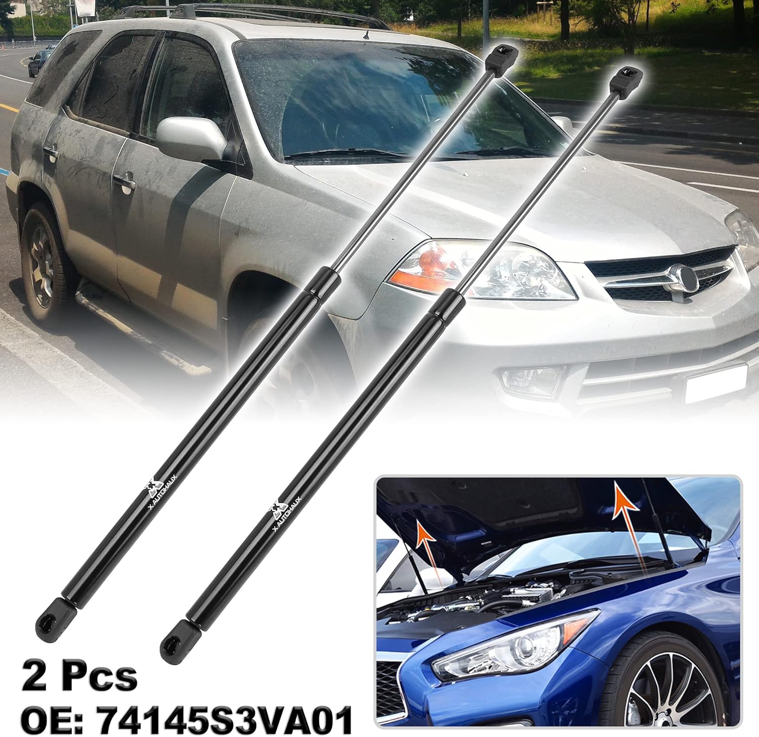 X AUTOHAUX 2pcs Front Hood Lift Supports Struts Shocks Gas Spring 7645QF 13974 for Acura MDX 2001-2006