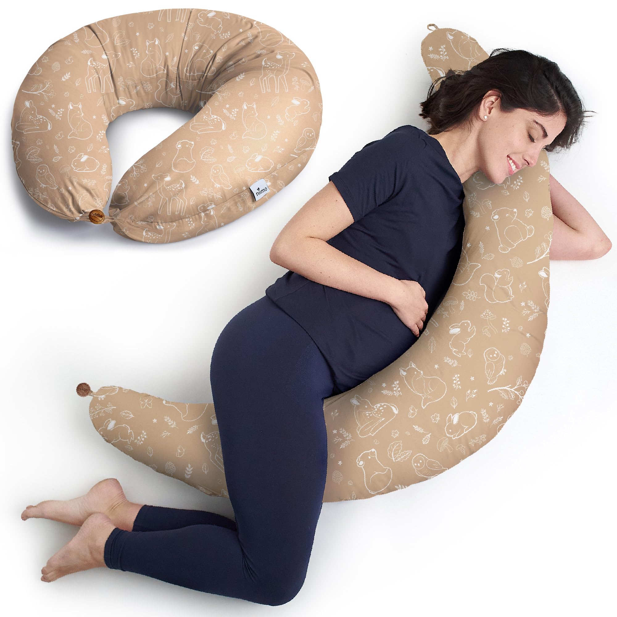 Niimo XXL Pregnancy Pillow & Nursing Pillow - 2022 Double Platinum Winner, 100% Cotton Maternity Pillow Cover, Washable Breast Feeding Pillow Baby Feeding Pillow, Body Pillow Pregnancy Gifts