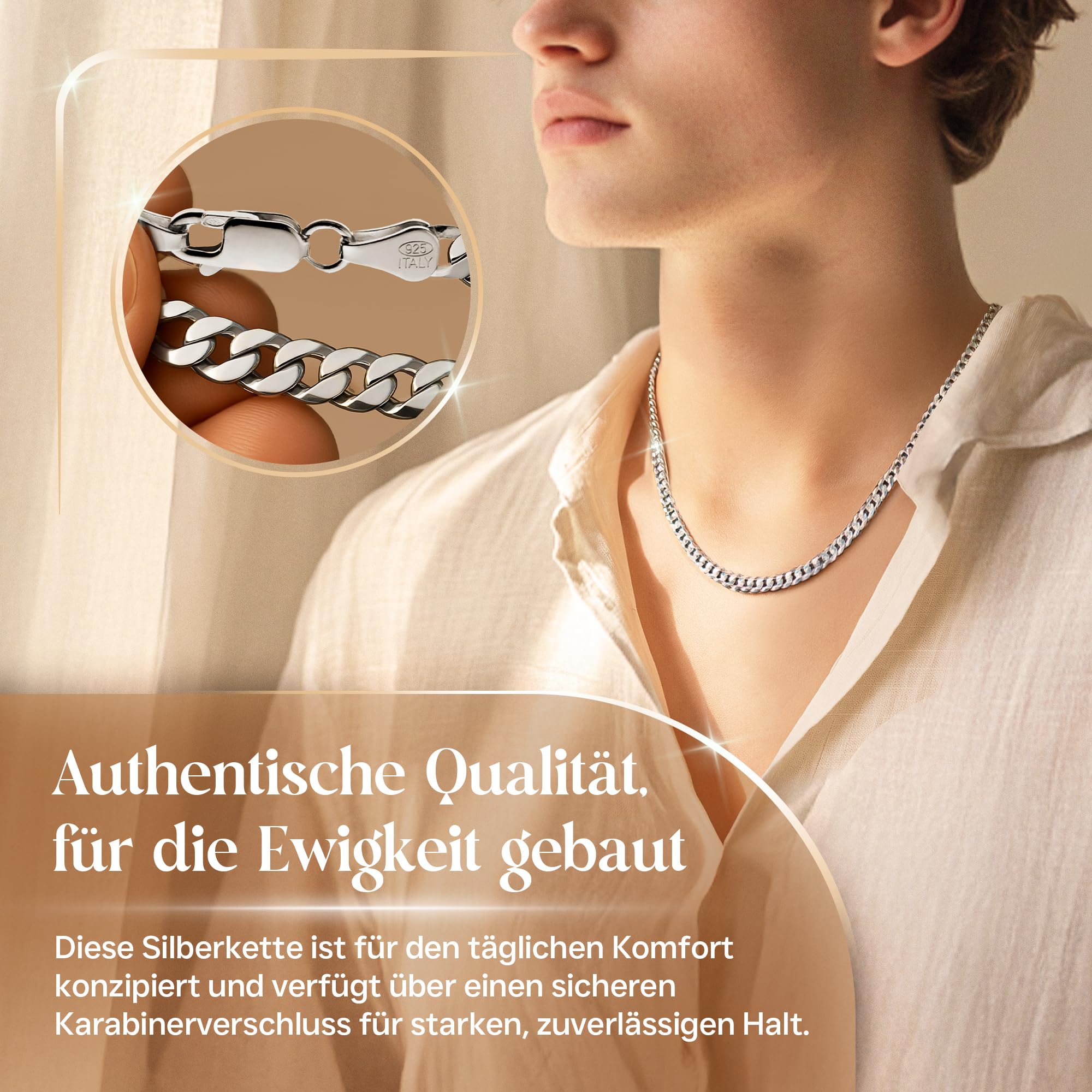 QUADRI - Kette Herren Silber | Silberkette 925 Silber - Halskette Herren