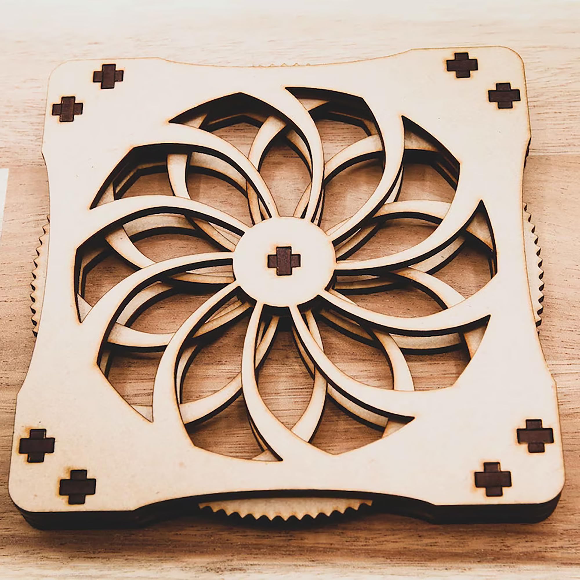 Cliths Wooden Kinetic Coaster Handcrafted Fidget Spinner for Home Decor DIY Paintable Wooden Cutout Stress Relief Toy & Gift for Kids, Family, Friends, Adults 1