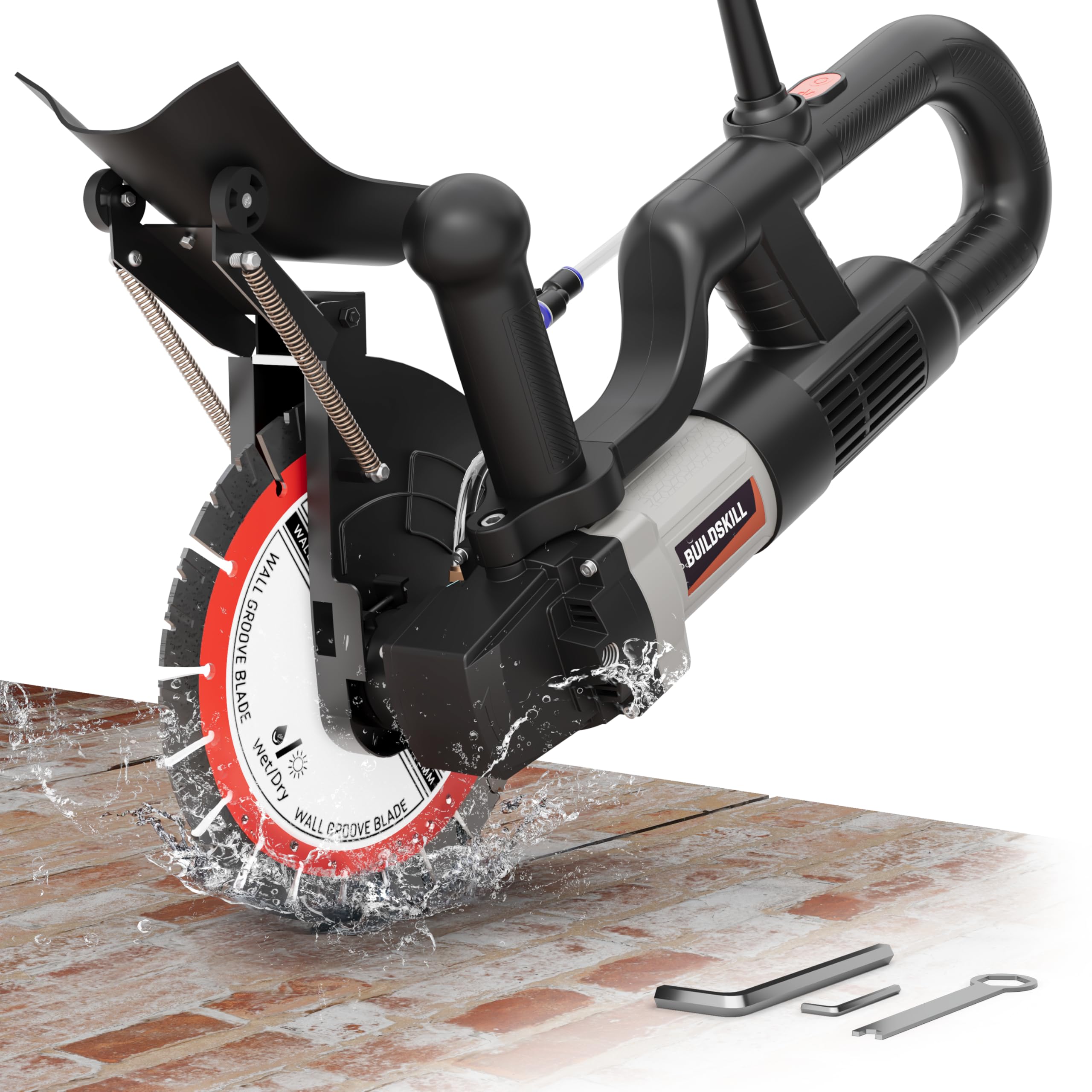 BUILDSKILL Lightweight Brushless Wall Chaser Machine 3450W, 8700 RPM Tile Cutter, Restart Protection, Soft Start, Copper Motor, 65MM Cutting Depth Slotting Machine (6 Months Warranty)