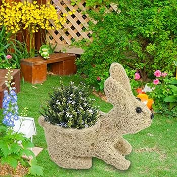 Amazon.co.jp: IGMA わら動物植栽ポット、つる草動物自家製フラワー