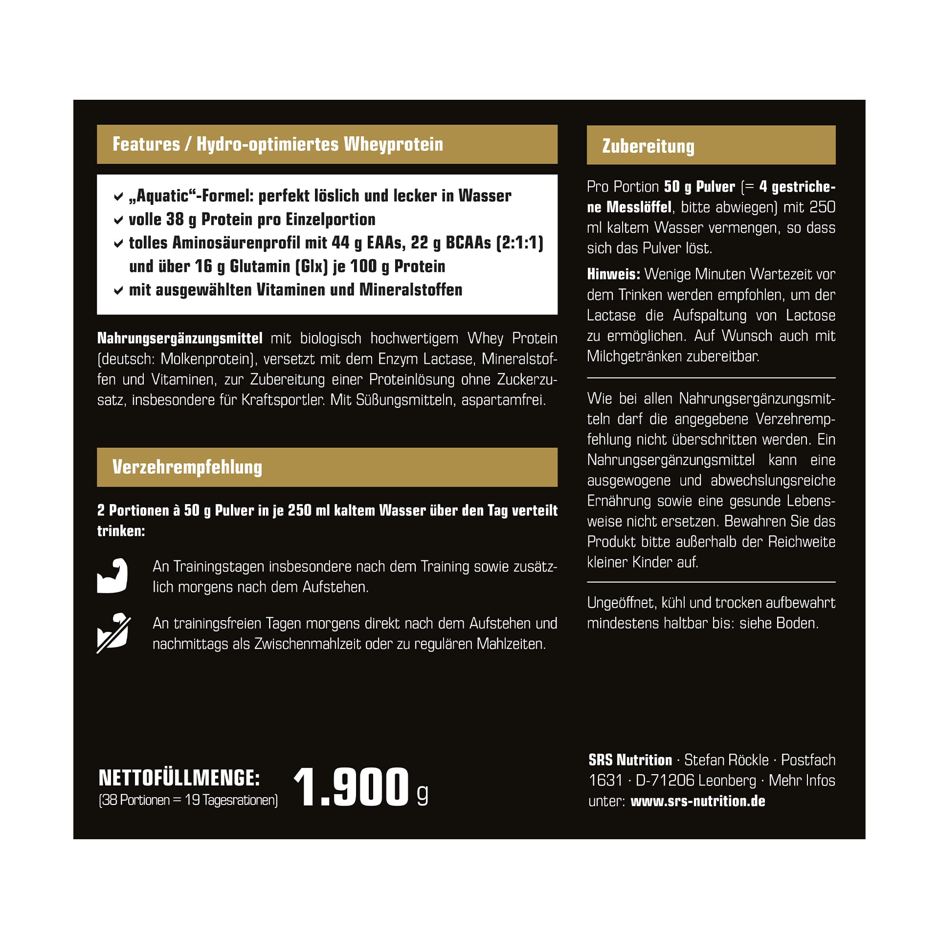 SRS Supreme Whey, 1900 g Dose
