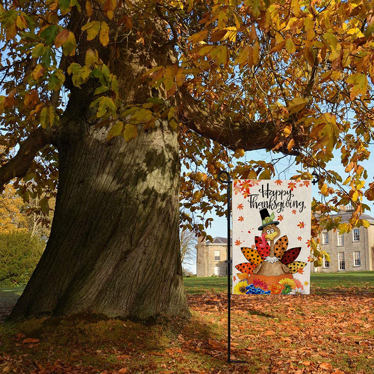 YAYOSUE Thanksgiving Gartenflagge – Doppelseitige „Be Thankful“ Flagge Mit Truthahn-Motiv (30x45 Cm) Für Herbst-Deko