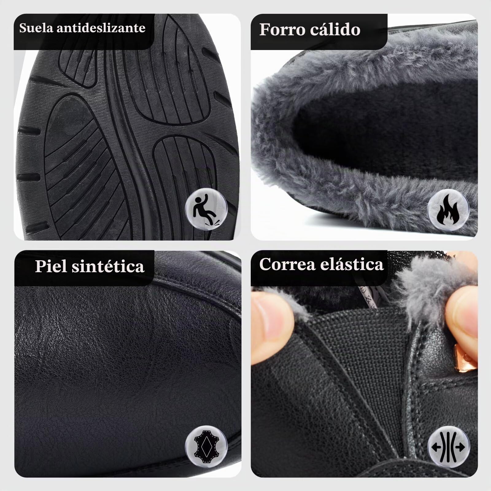 Zapatillas de Estar por Casa de Hombre Invierno de Cuero Forro Peluche Cálido Zuecos y Mules para Interior y Exterior