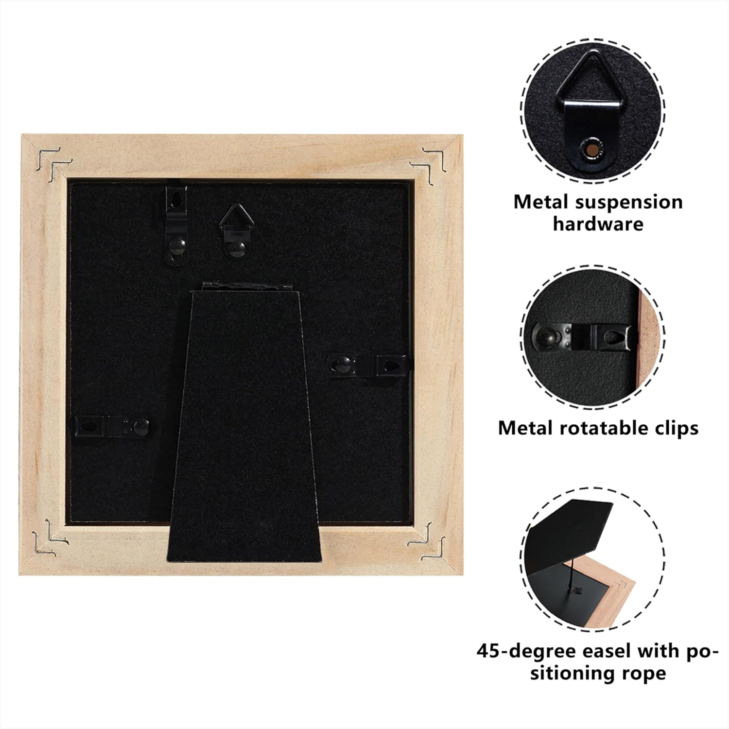 CORE ART 8x8 Picture Frame, Handmade Wood Rustic Black Photo Frame Set of 2, High Definition Semi-tempered Glass Wall or Tabletop Display