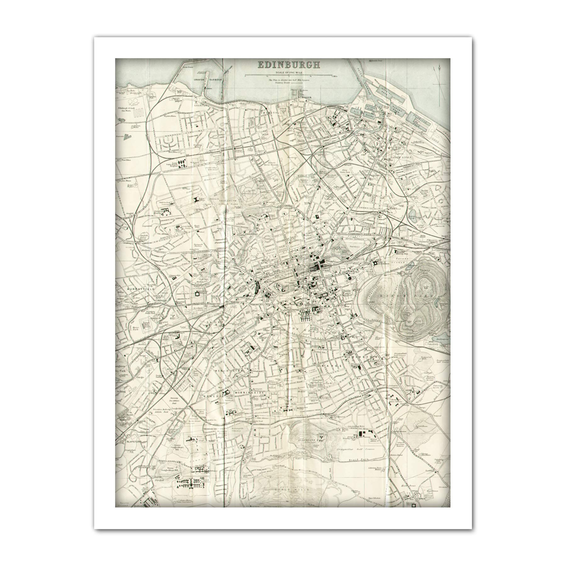 Artery8 Map 1935 Edinburgh City Scotland Plan Chart Artwork Framed Wall Art Print 18X24 Inch