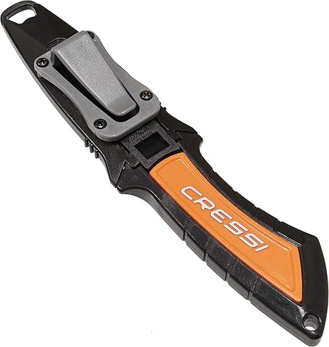 Miniatura 3 de Cressi Cuchillo de hoja corta para buceo y pesca submarina con funda de liberación rápida y soporte de manguera, Lima diseñado en Italia