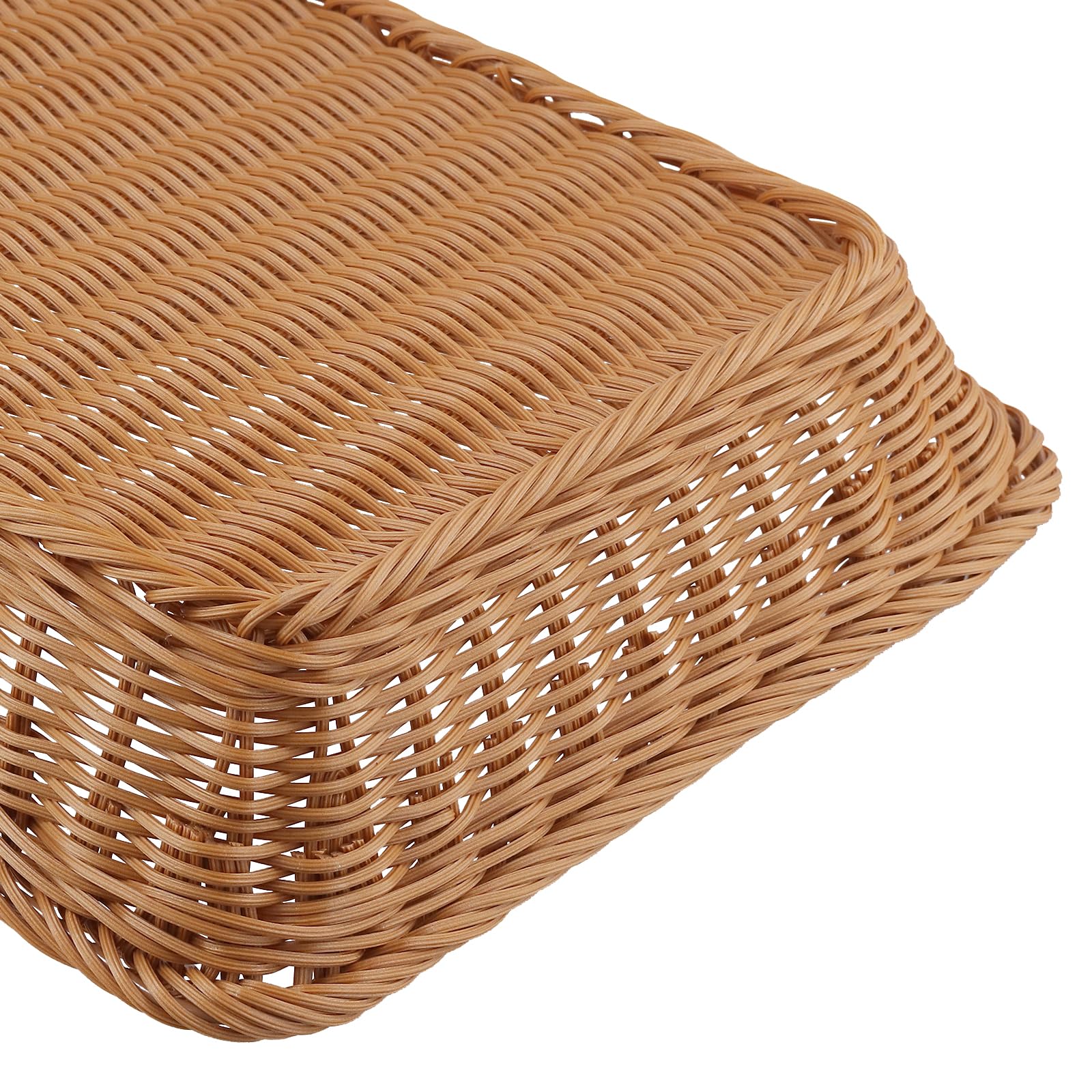 ZOENHOU 2 cestini rettangolari intrecciati per il pane 40 x 30 x 8 cm, in rattan sintetico ermetico, organizer da cucina con design impilabile, cesti di vimini per hotel, ristoranti