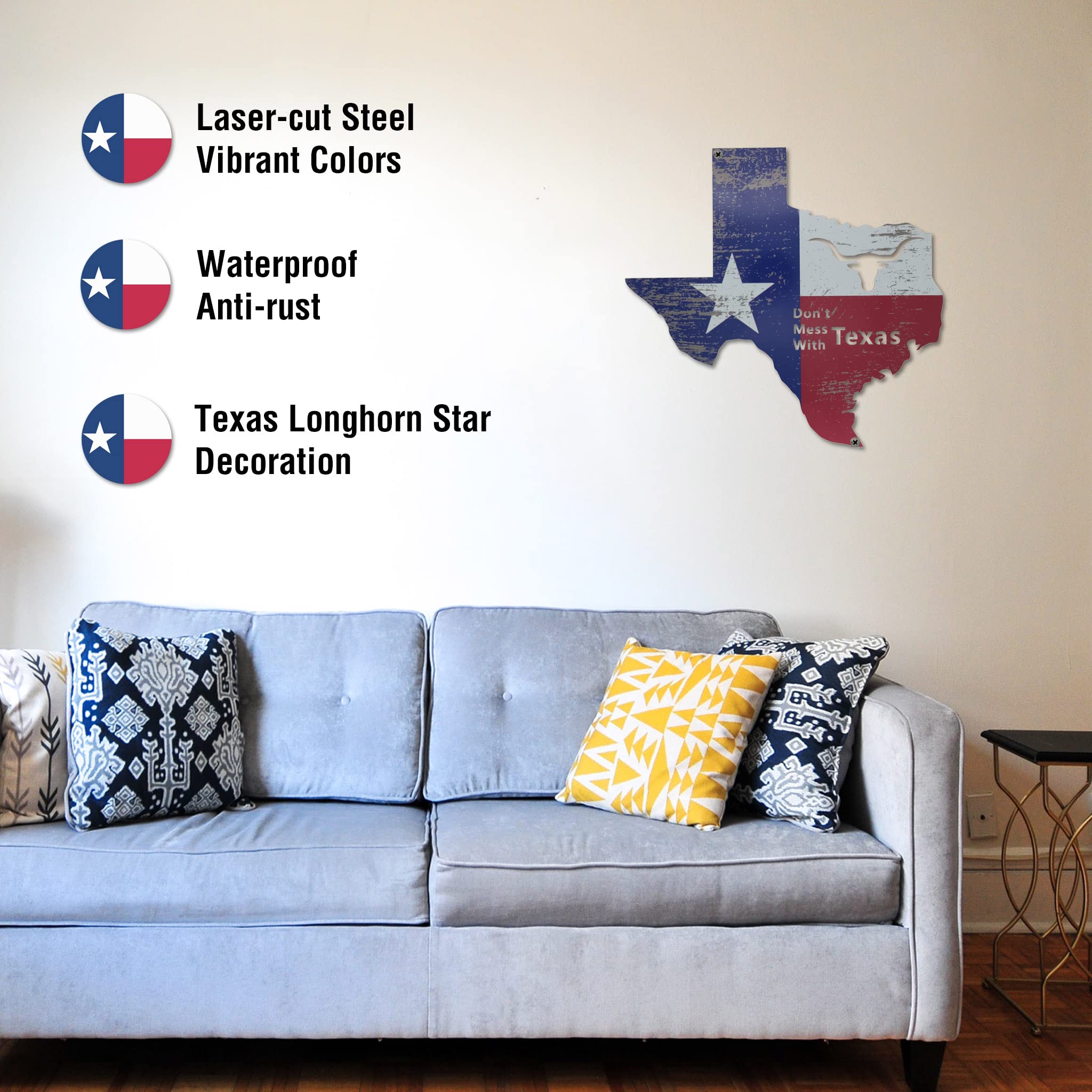 Saraheve Targa Metallica Decorativa Bandiera Del Texas 40x30 Cm – Rustica Per Garage, Bar, Casa, Regalo Patriottico