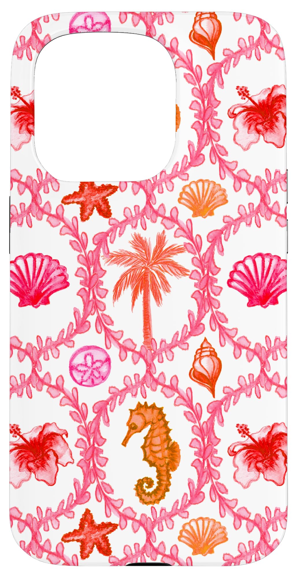 Coastal Granddaughter Preppy Coral Shells Seahorse Starfish Case for iPhone 15 Pro
