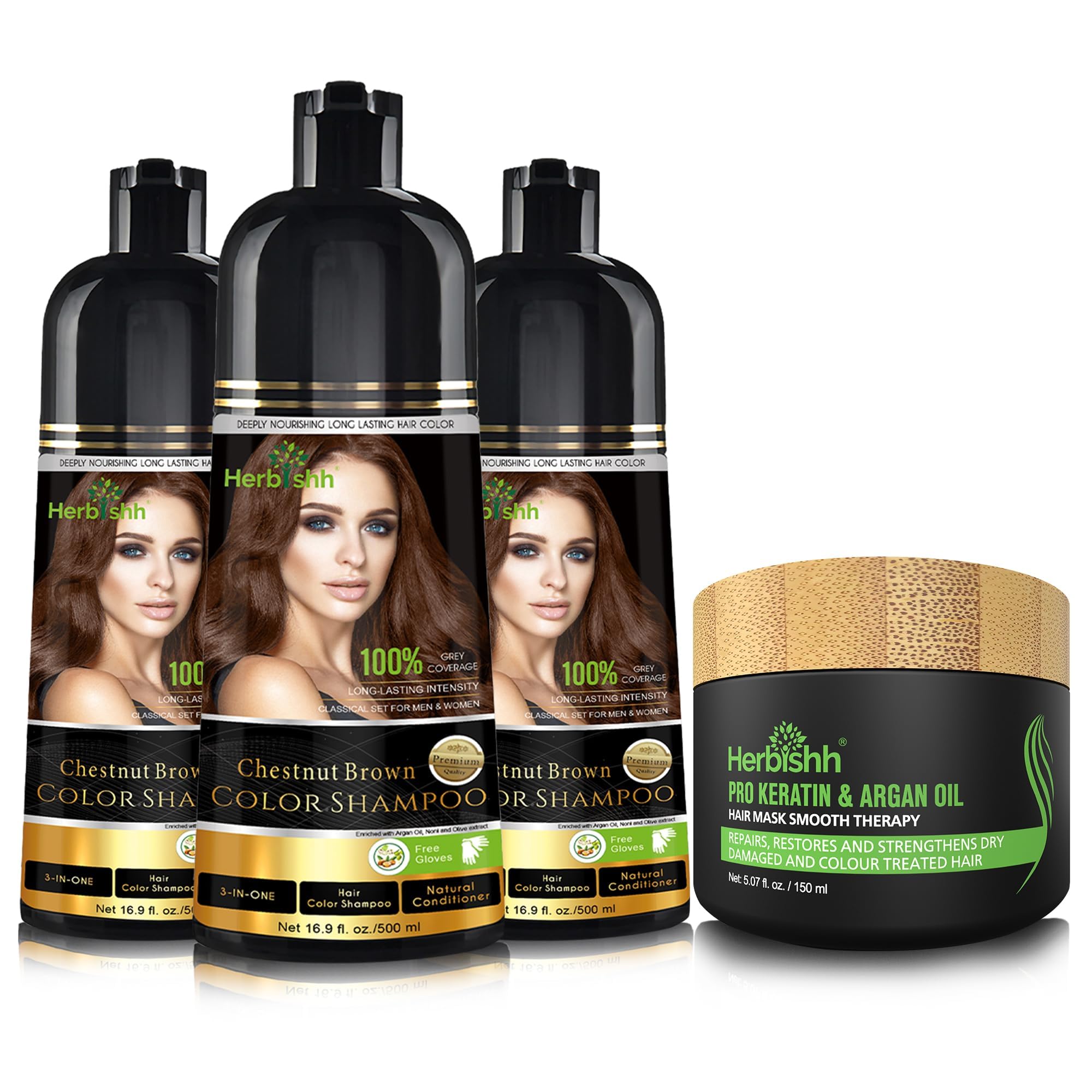 Amazon.com: Herbishh Ultimate Shampoo Kit (3pcs Dye + 1 Argan Mask