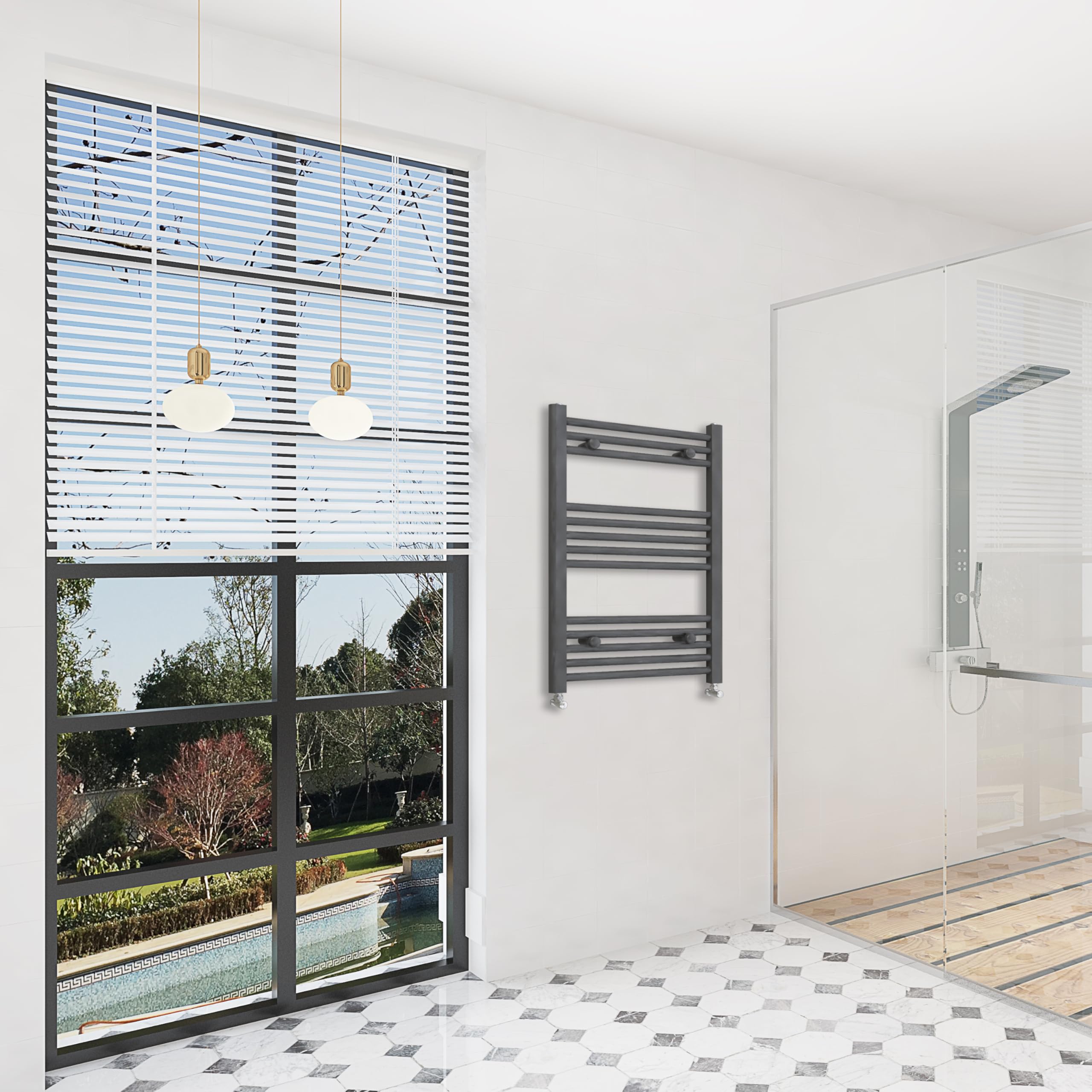 Sky bathroom | 800x500mm Straight Towel Rail Radiator Heated Ladder Warmer Radiator Anthracite