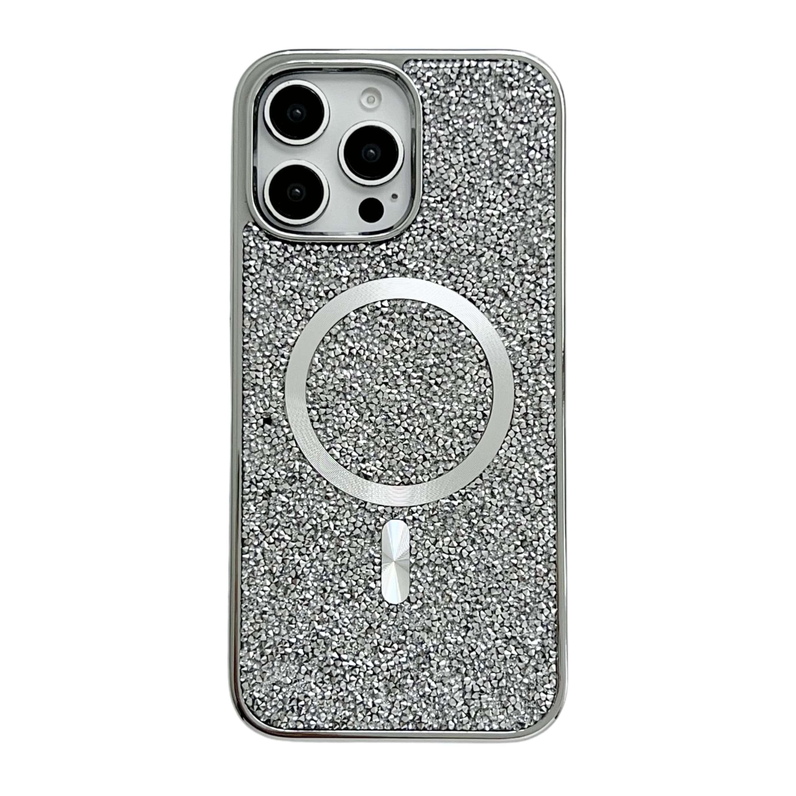 Caseative for iPhone 12 Case,Glitter Bling Sparkling Magnetic Compatible with MagSafe Wireless Charging (Silver,12)