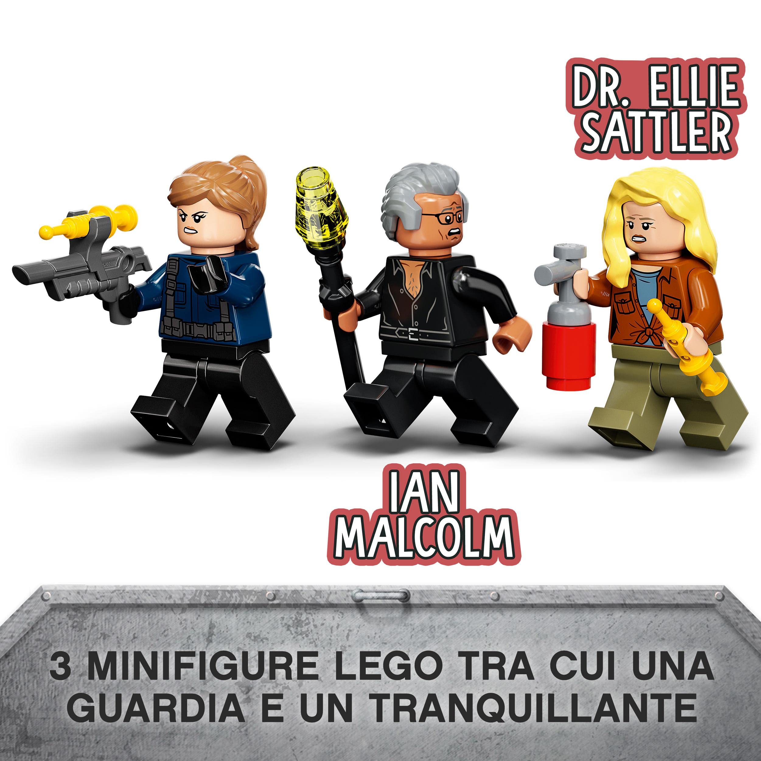 LEGO Jurassic World Trasporto del Piroraptor e del Dilofosauro, Set con 2 Dinosauri Giocattolo, Fuoristrada e 3 Minifigure, Giochi per Bambini e Bambine da 7 Anni in su, Idea Regalo Fan dei Dino 76951