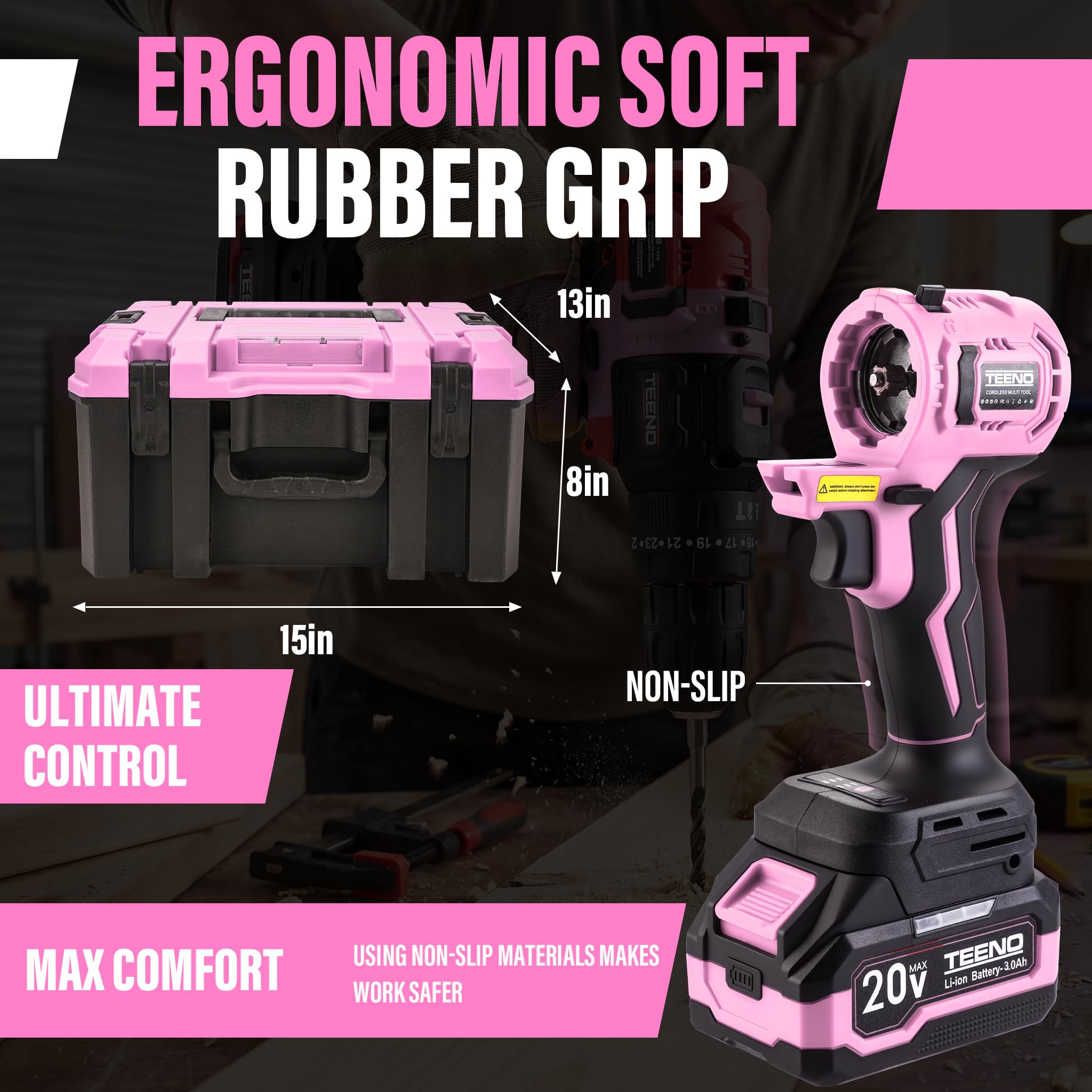 TEENO Women's Pink Power Tool Combo Kit - 6-in-1 -2