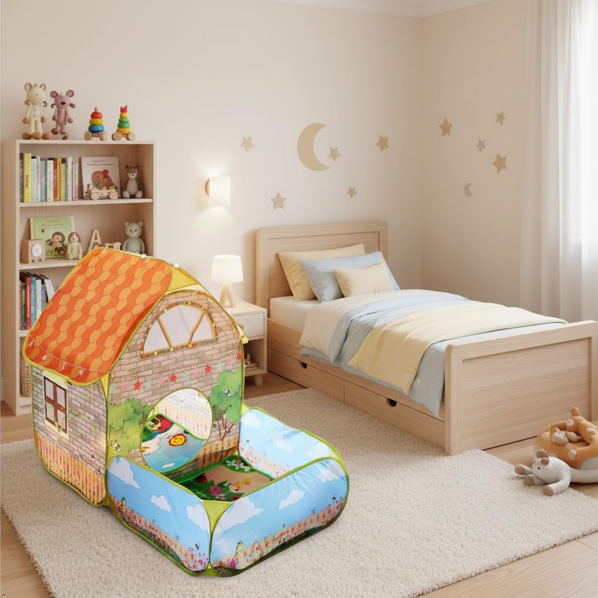 Tenda da Gioco per Bambini, Casetta per Interni, Con area piscina di palline, Casetta da gioco al coperto per bambini e bambine, 160 x 80 x 115 cm