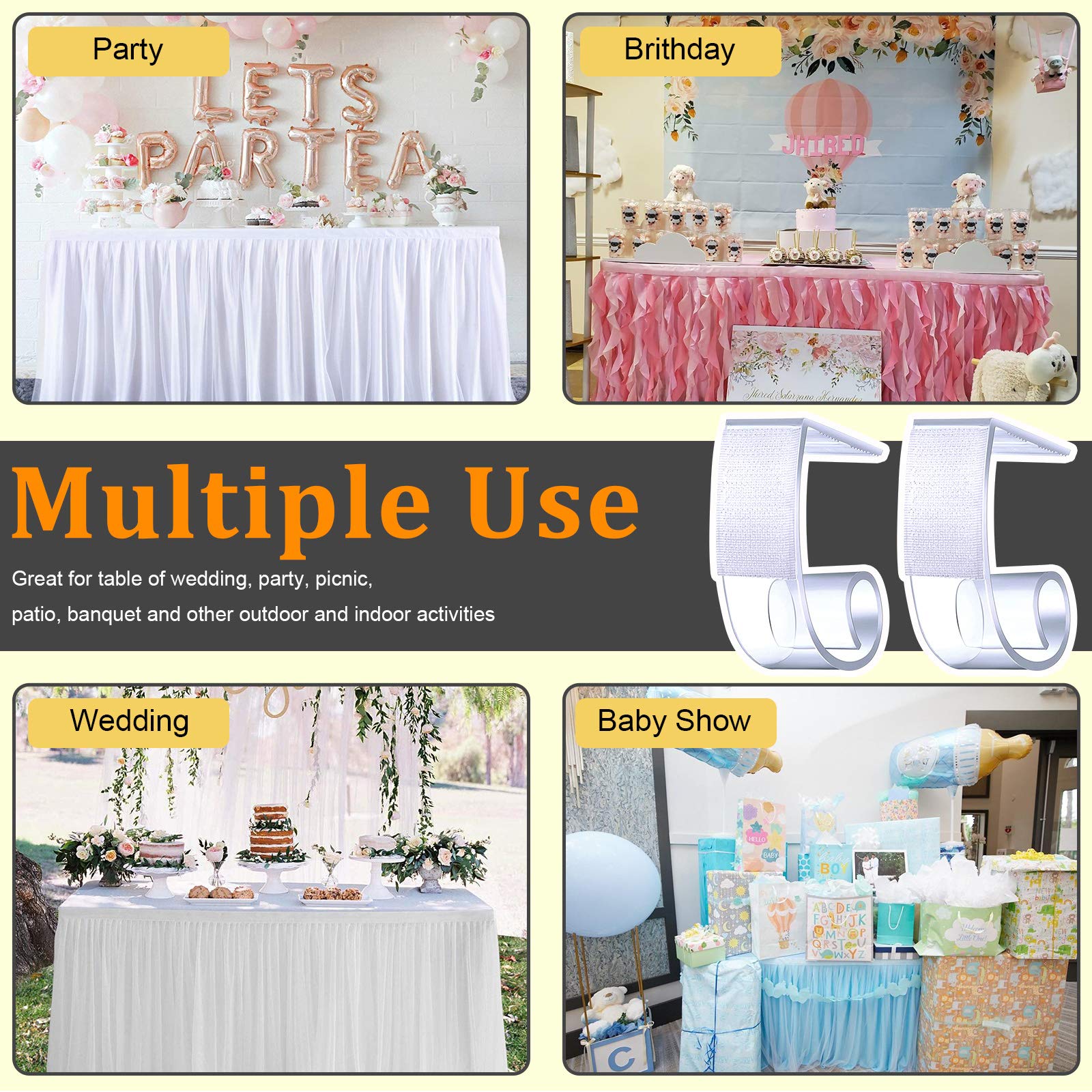 30 clips para zócalo de mesa, clips para mesa de 4,5 a 3,5 cm, con gancho y bucle, ideales para eventos en interiores y exteriores, bodas, reuniones, fiestas, pícnics, banquetes