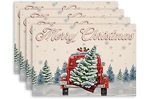 Red Truck Holiday Placemats, Set of 4 for Farmhouse Christmas