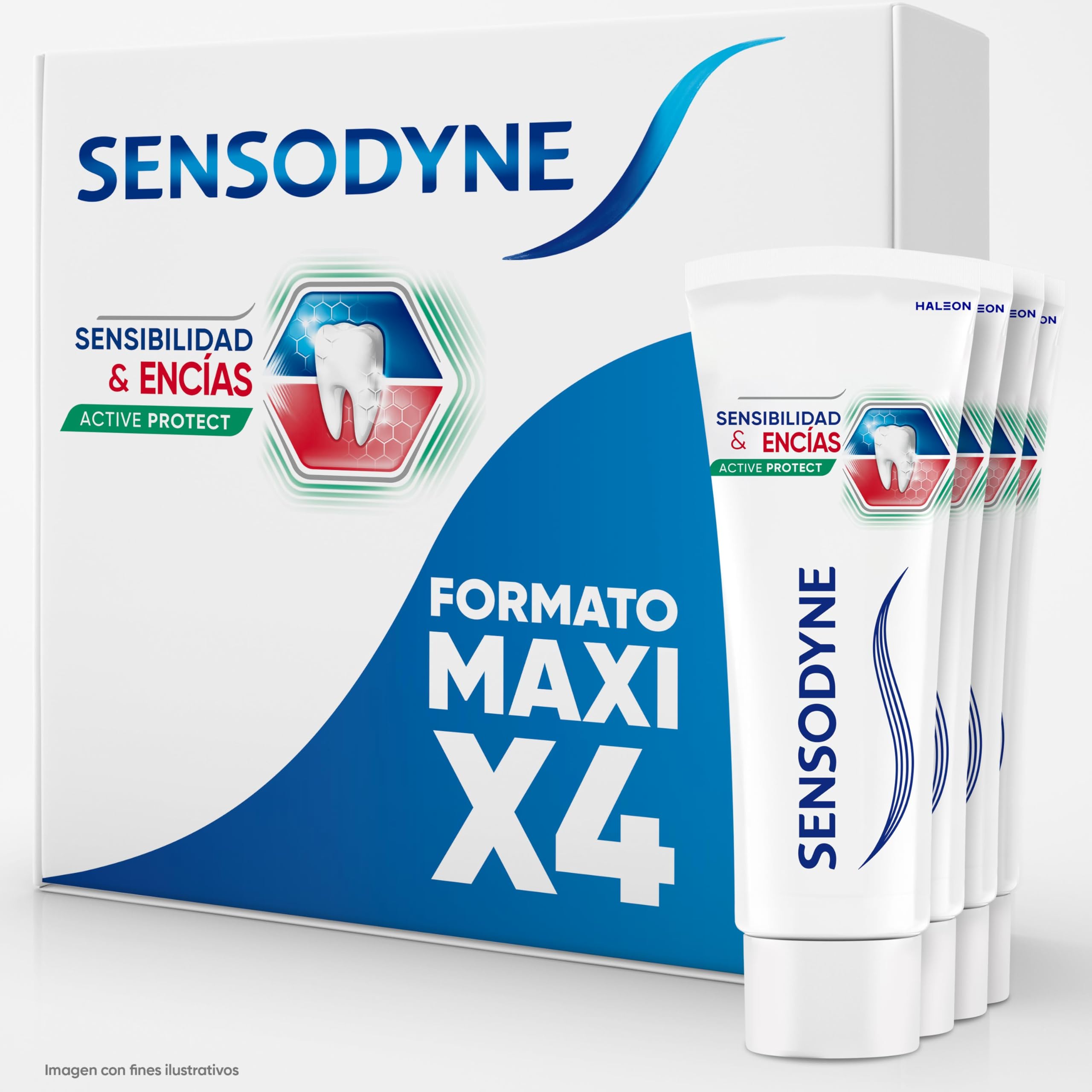 Sensodyne Sensitivity and Gums Active Protection Toothpaste with Fluorine, Relief for Sensitive Teeth and Improving Gum Health, 4 x 75 ml Pack