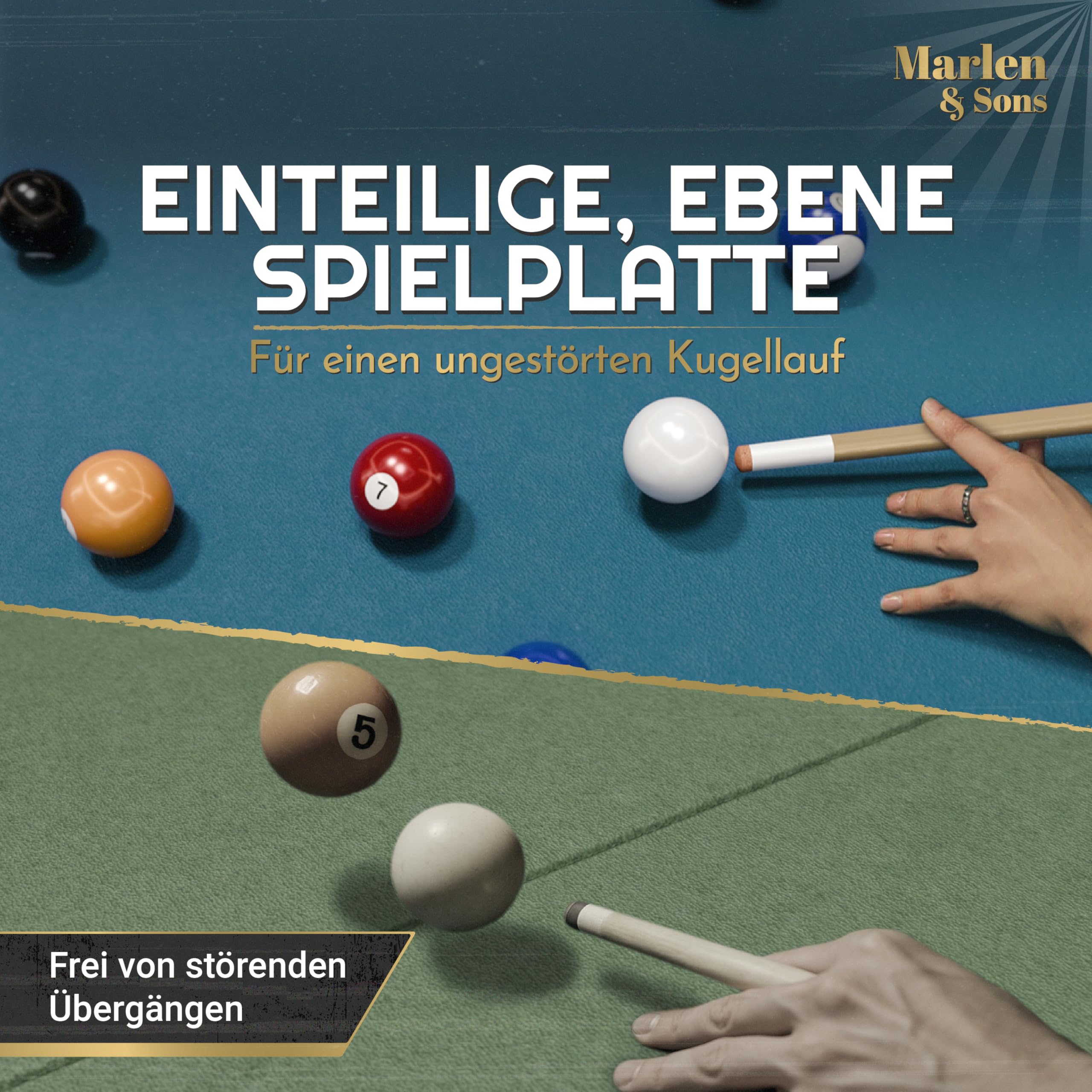 Marlen & Sons Billardtisch - CueMaster 8FT Billiard Tisch mit Auto Kugelrückführung - Billiardtisch 244 x 132 cm inkl. Zubehör-Komplettset