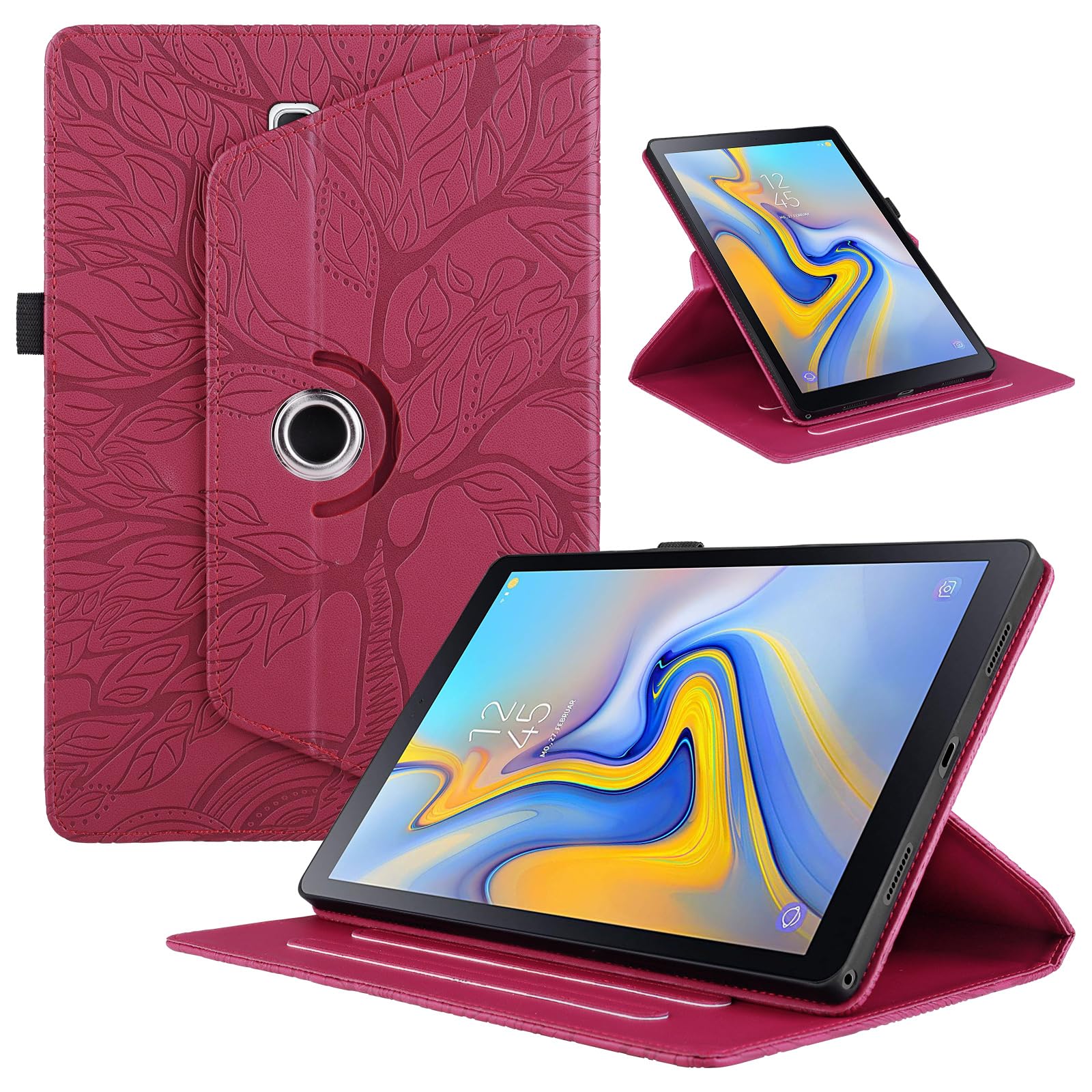 Funda para Samsung Galaxy Tab S9/ S8/ S7 11" (SM-X710/X700/T870) PU Cuero Tablets Protectora Cover 360°Carcasa Giratoria de ángulo Múltiple Stand Función Tablets Funda,Rojo Árboles — view 108