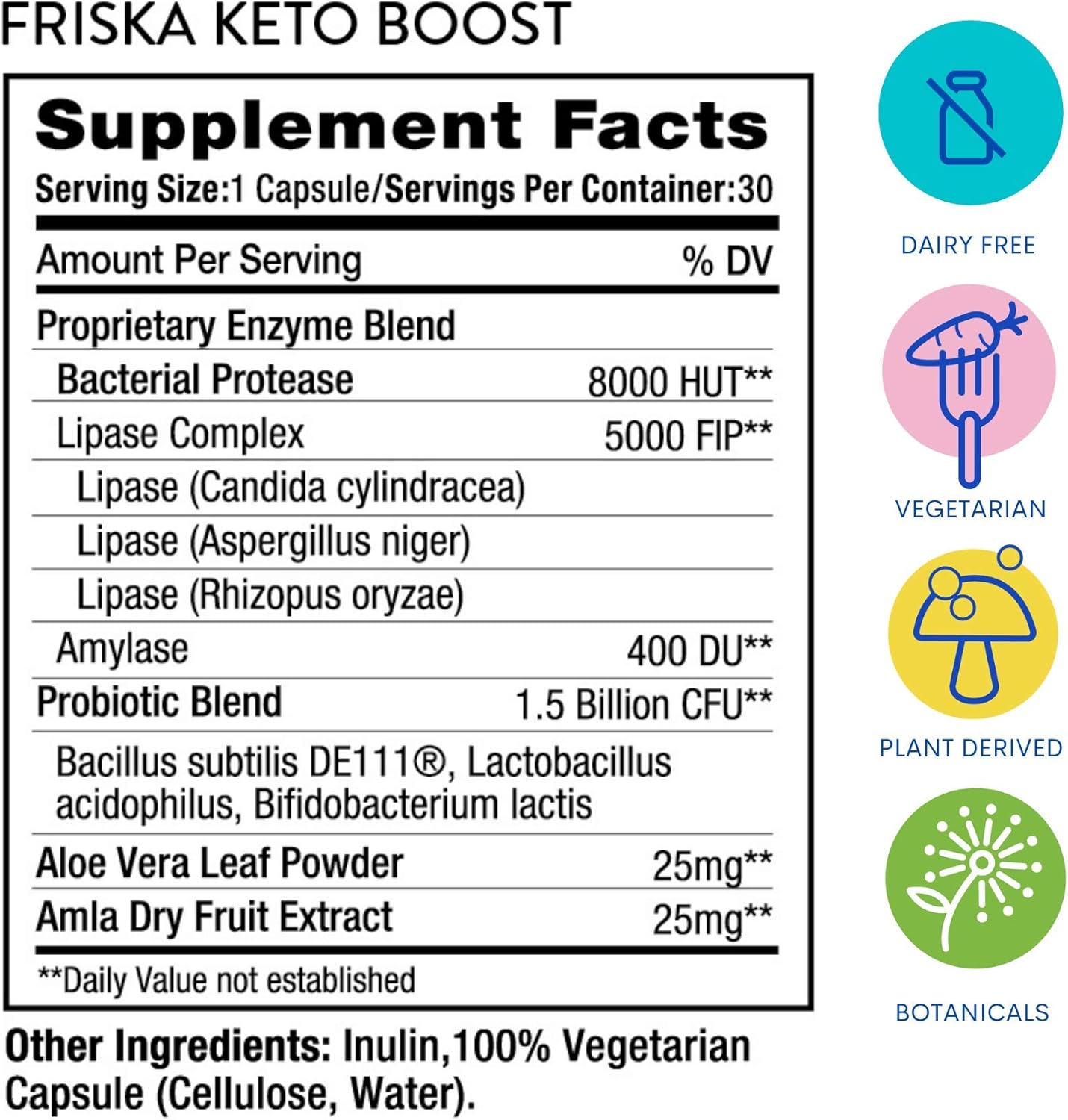 Buy FRISKA Keto Boost Digestive Enzymes and Probiotics Supplement