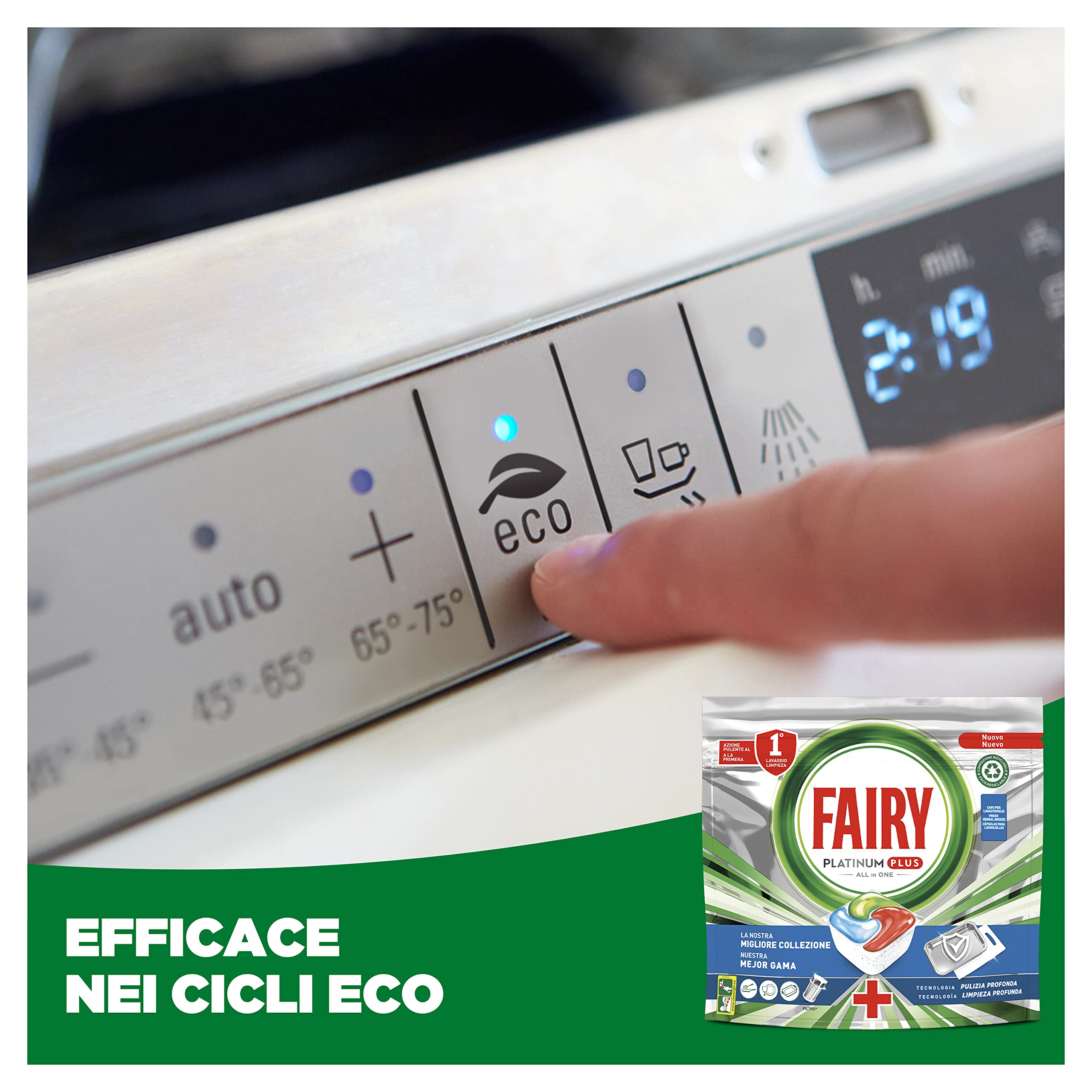 Fairy Platinum Plus Tutto In Uno Brezza Di Erbe Fresche, Capsule Per Lavastoviglie, 44 Capsule, La Migliore Pulizia Di Fairy Per Stoviglie Come Nuove, Rimuove L’Opacità E Previene Il Calcare